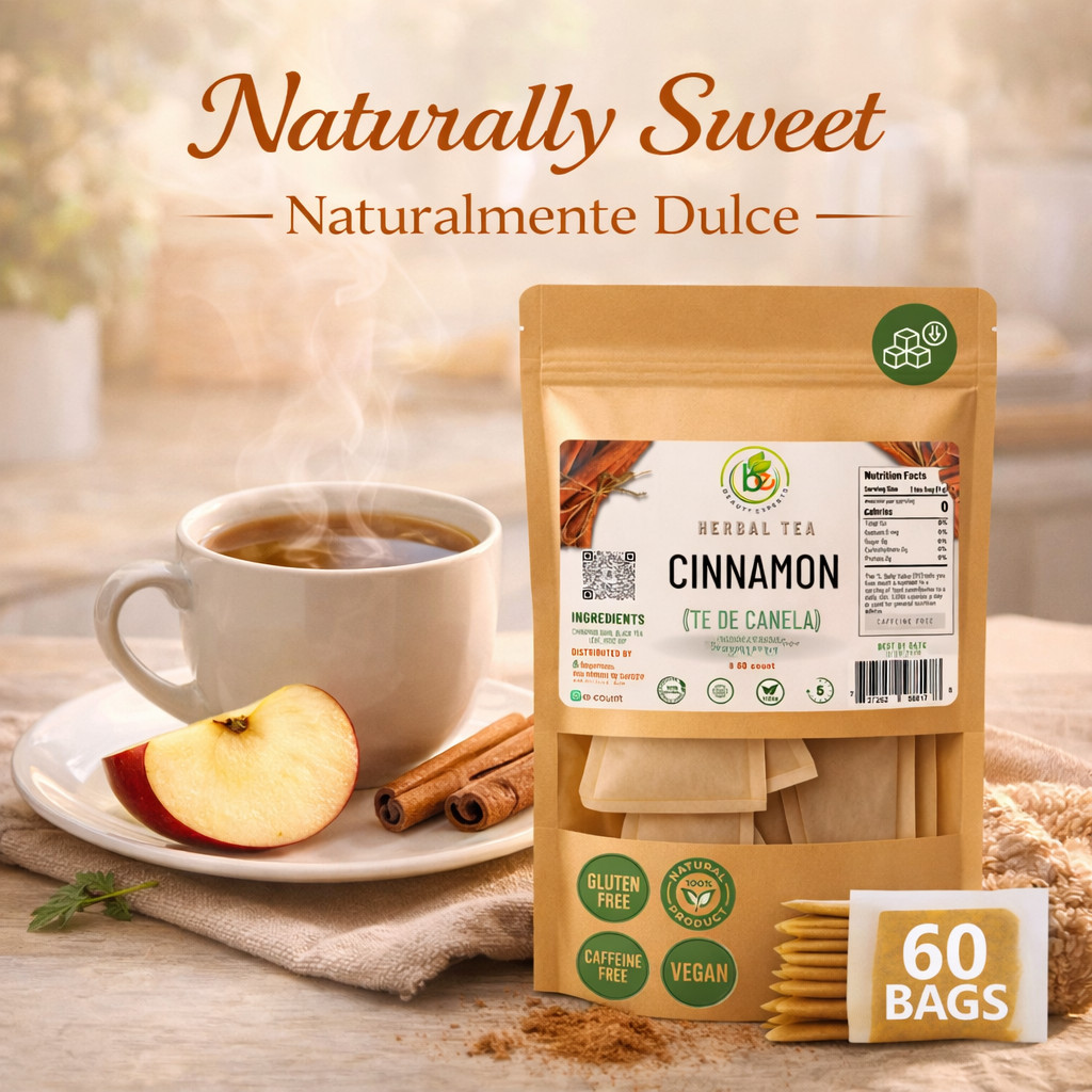 Canela Té (Cinnamon Tea) – 60 Tea Bags – 100% Natural, Vegan, Herbal – Gluten-Fr