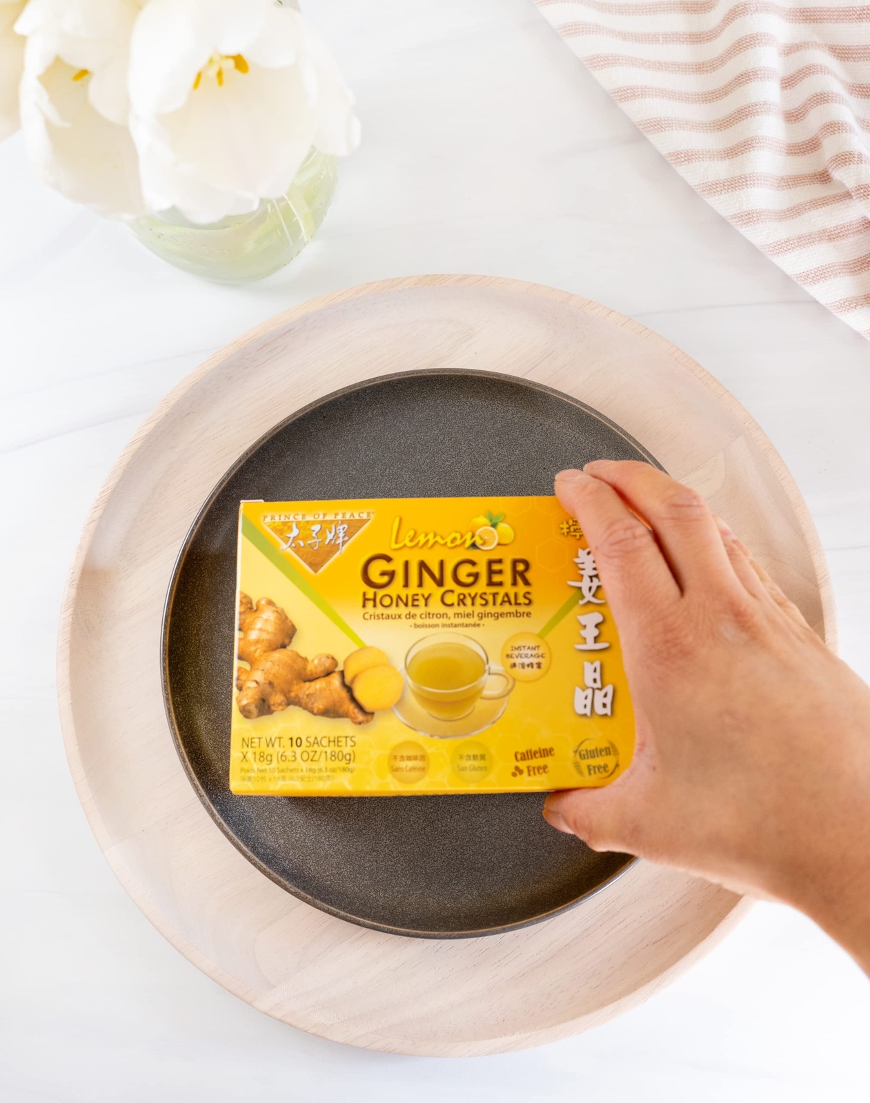 Instant Lemon Ginger Honey Crystals Tea Natural Soothing Drink 1 Count