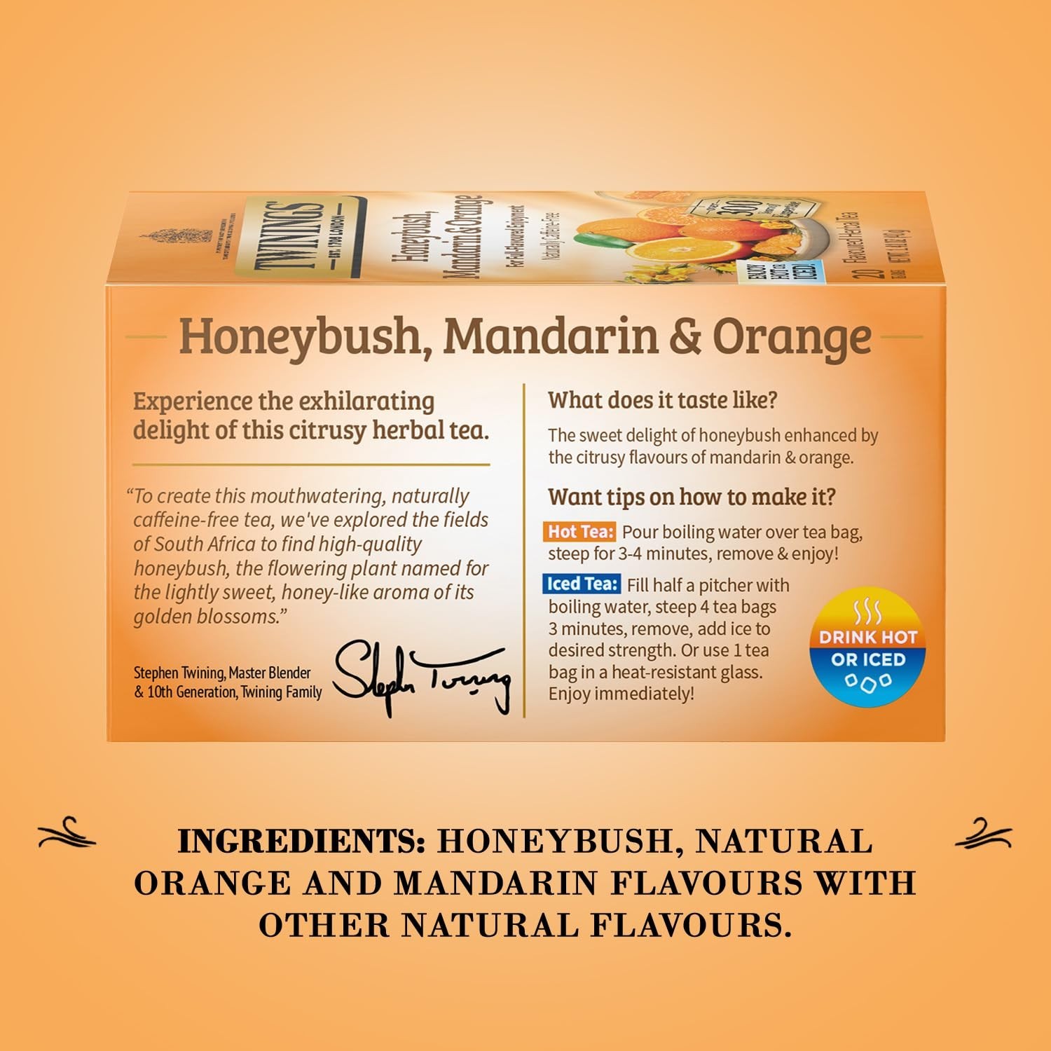Twinings Honeybush Herbal Tea with Mandarin and Orange 20 Count Pack