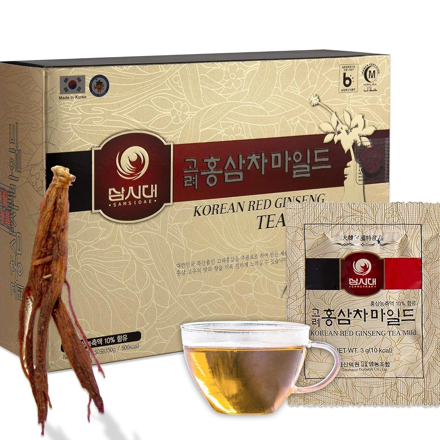 Korean Panax Red Ginseng Instant Tea 50 Sachets Ginseng Tea Bags Panax Ginseng
