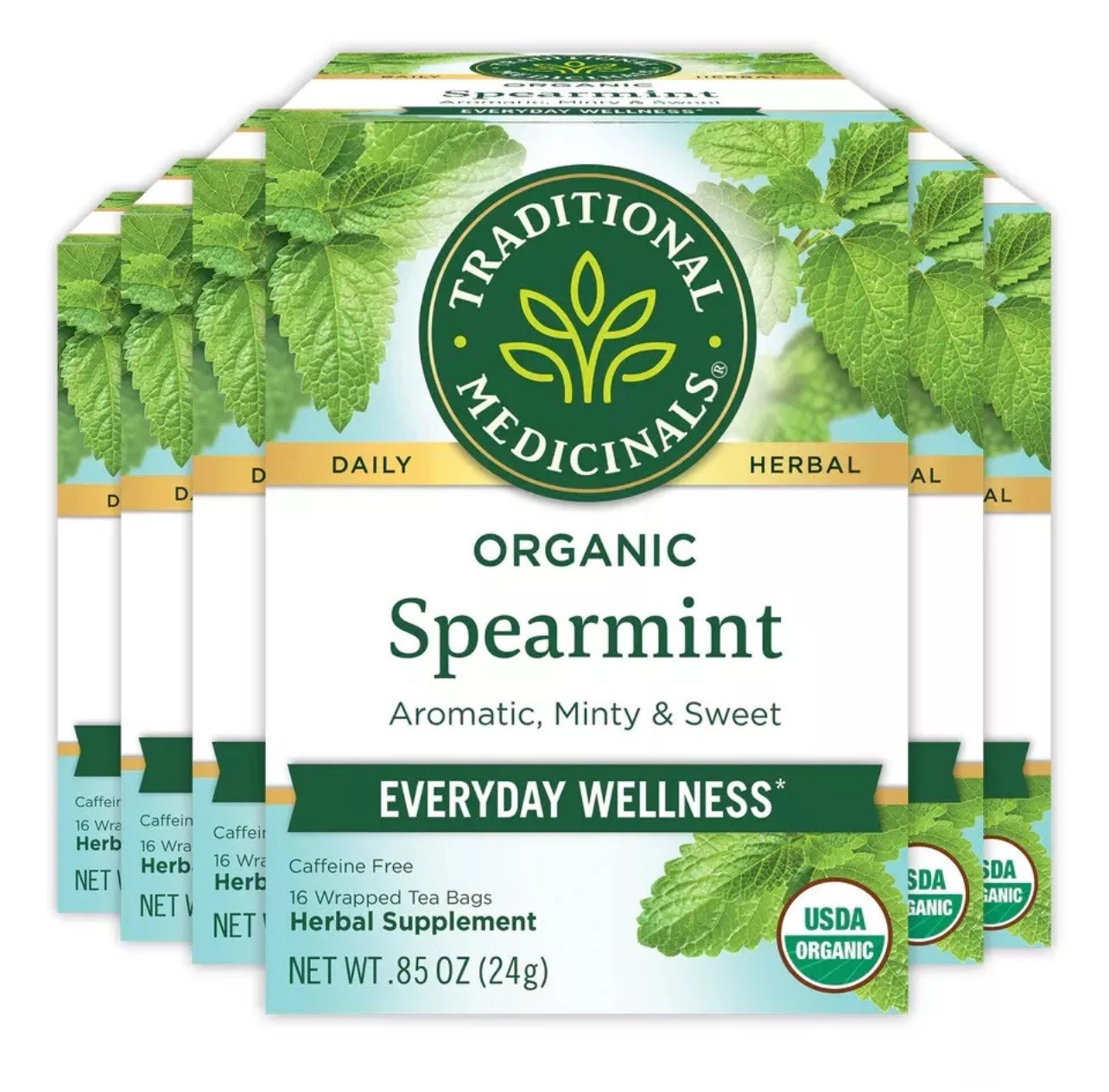 Traditional Medicinals Organic Spearmint Herbal Tea – 16 Tea Bags – Case Of 6=96