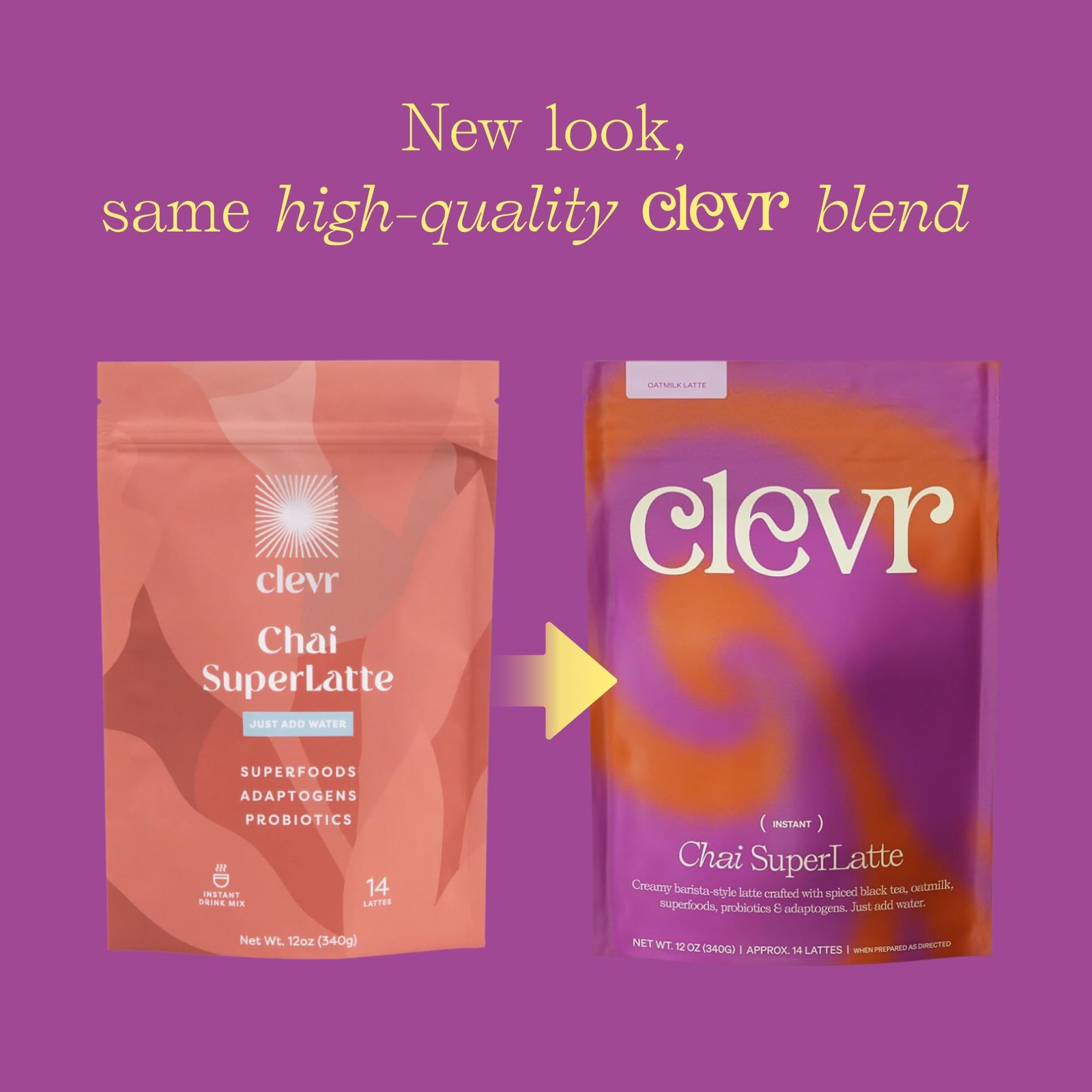 Clevr Blends Chai Tea Latte Instant Tea Superfood Powder Blend with Oat Milk …