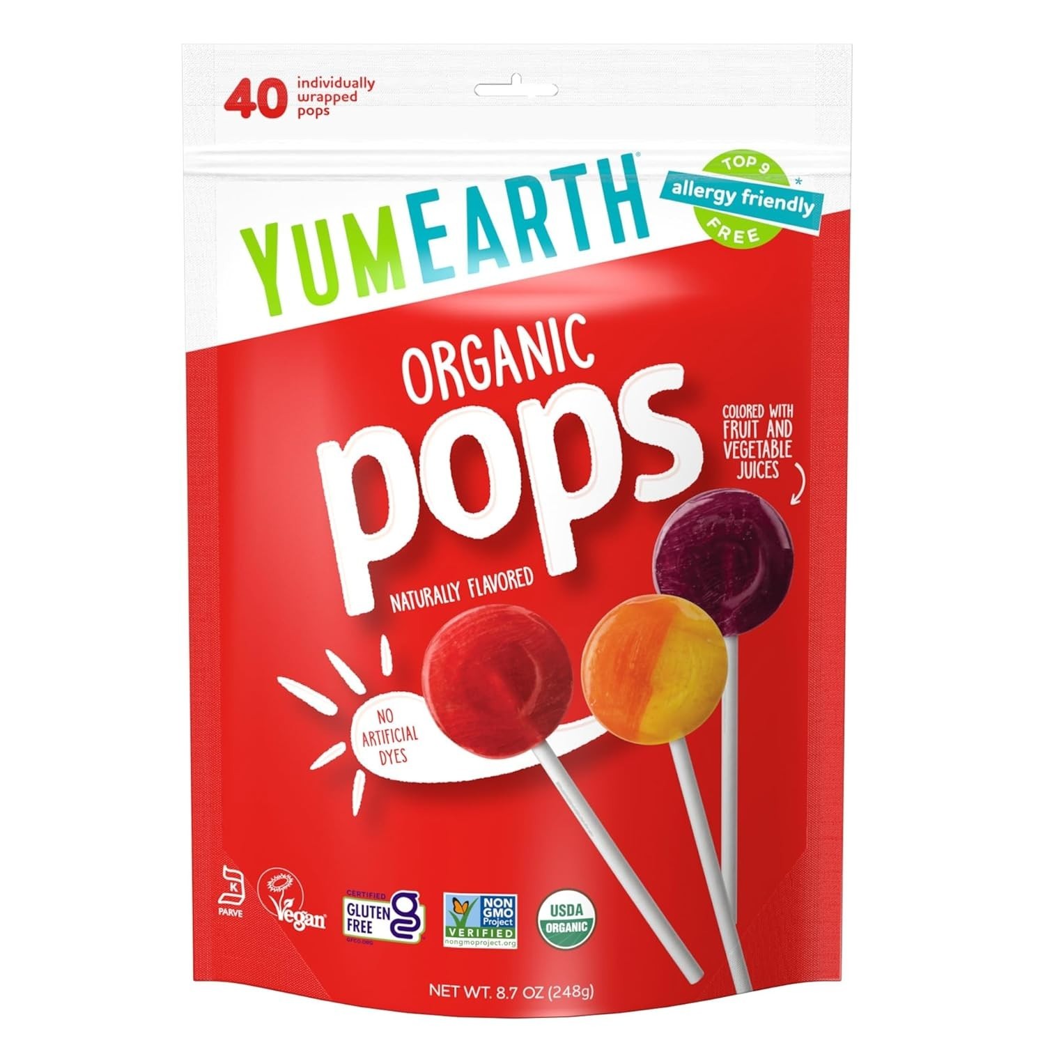 Organic Lollipop Variety Pack – 40 Fruit Flavors, Allergen-Free & Delight