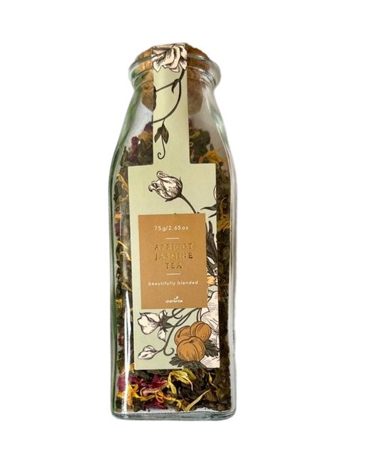 Apricot Jasmine Loose Leaf Tea Blend 2.65 oz Glass Bottle