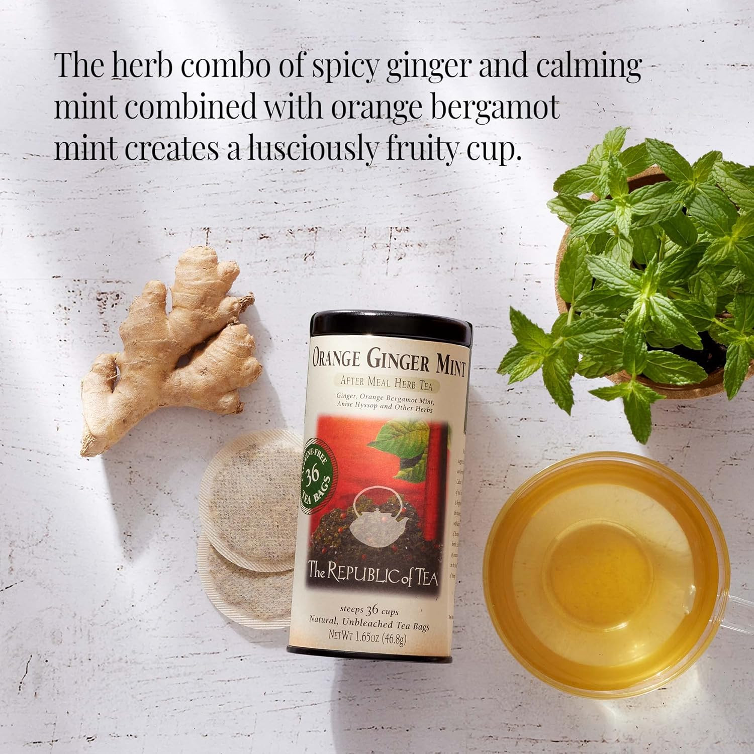 – Orange Ginger Mint Herbal Tea, 36 Tea Bag, Tin | Caffeine-Free