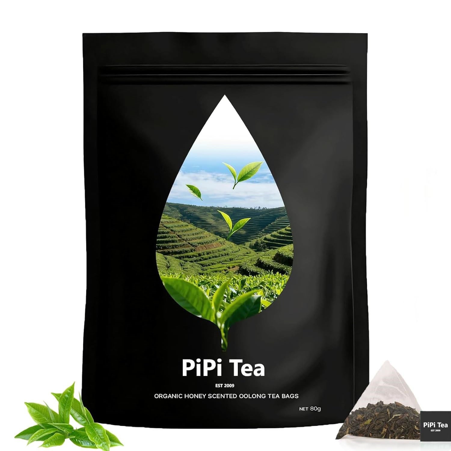 PiPi Tea Organic Oolong Bags –Whole Leaf, 20 (4g Each) Cortisol &Calming Tea NEW