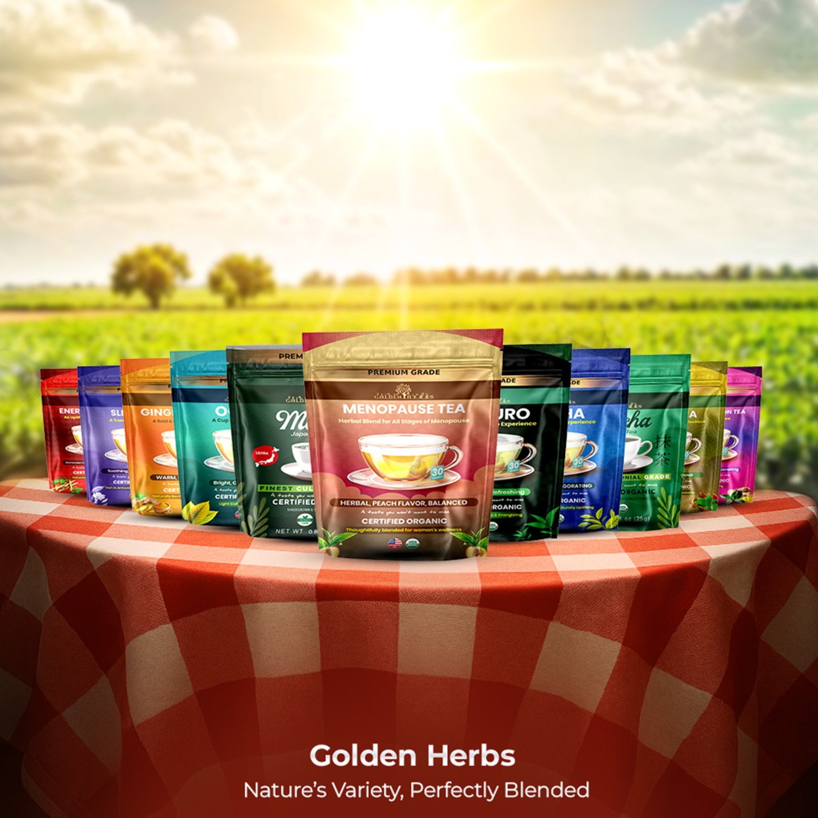 Golden Herbs Menopause Wellness Tea 30 Caffeine-Free Tea Bags Soothing Blend