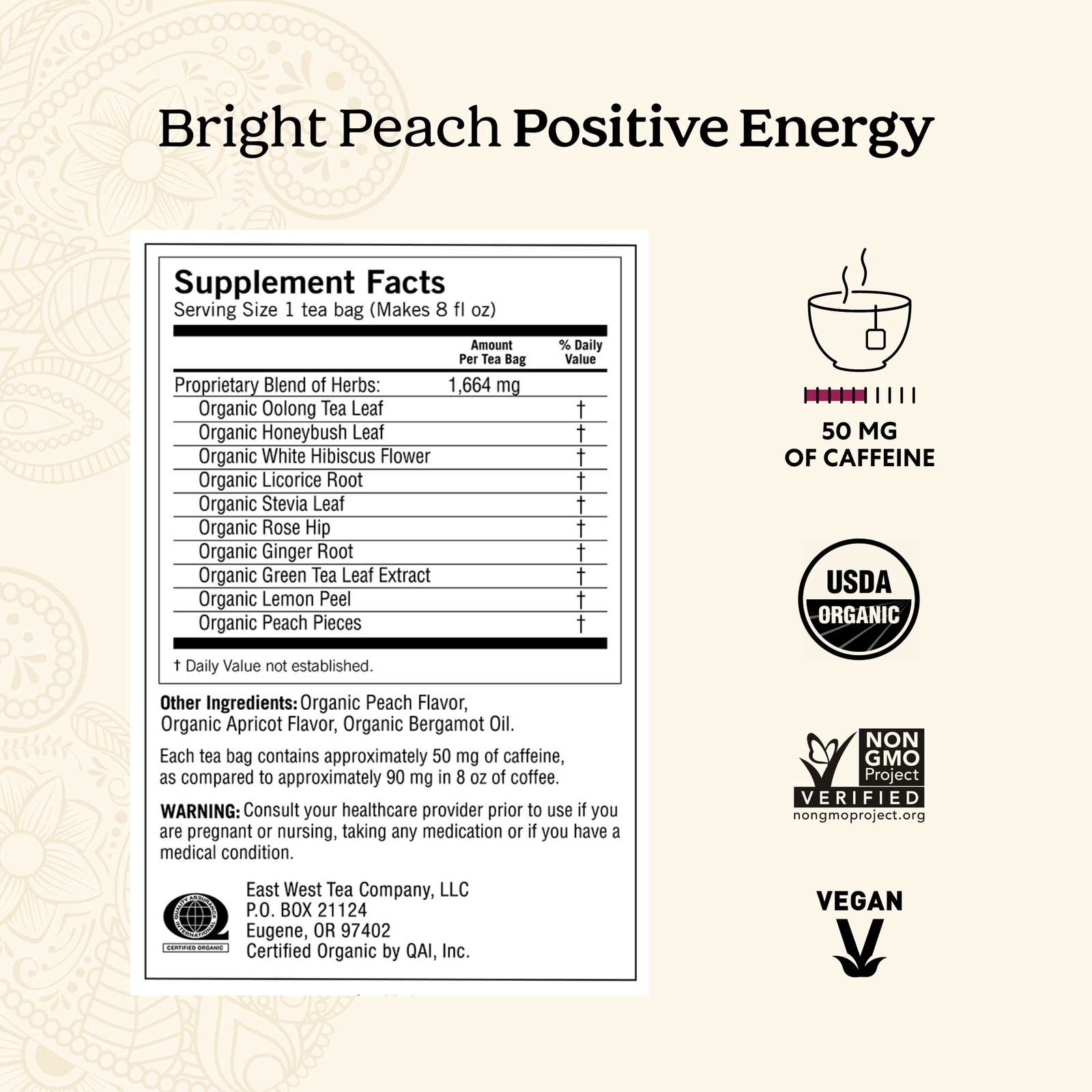 Yogi Tea Bright Peach Positive Energy Tea – 16 Tea Bags per Pack (6 Packs) – …