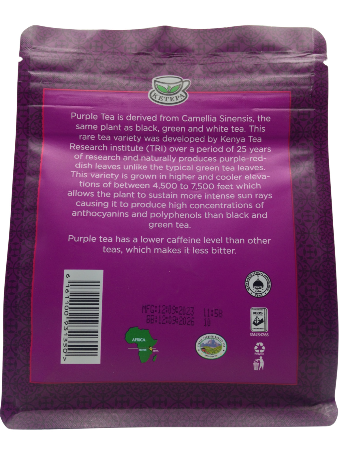 Ketepa Premium Purple Pure Kenya Tea Loose Leaf 100 g Fairtrade