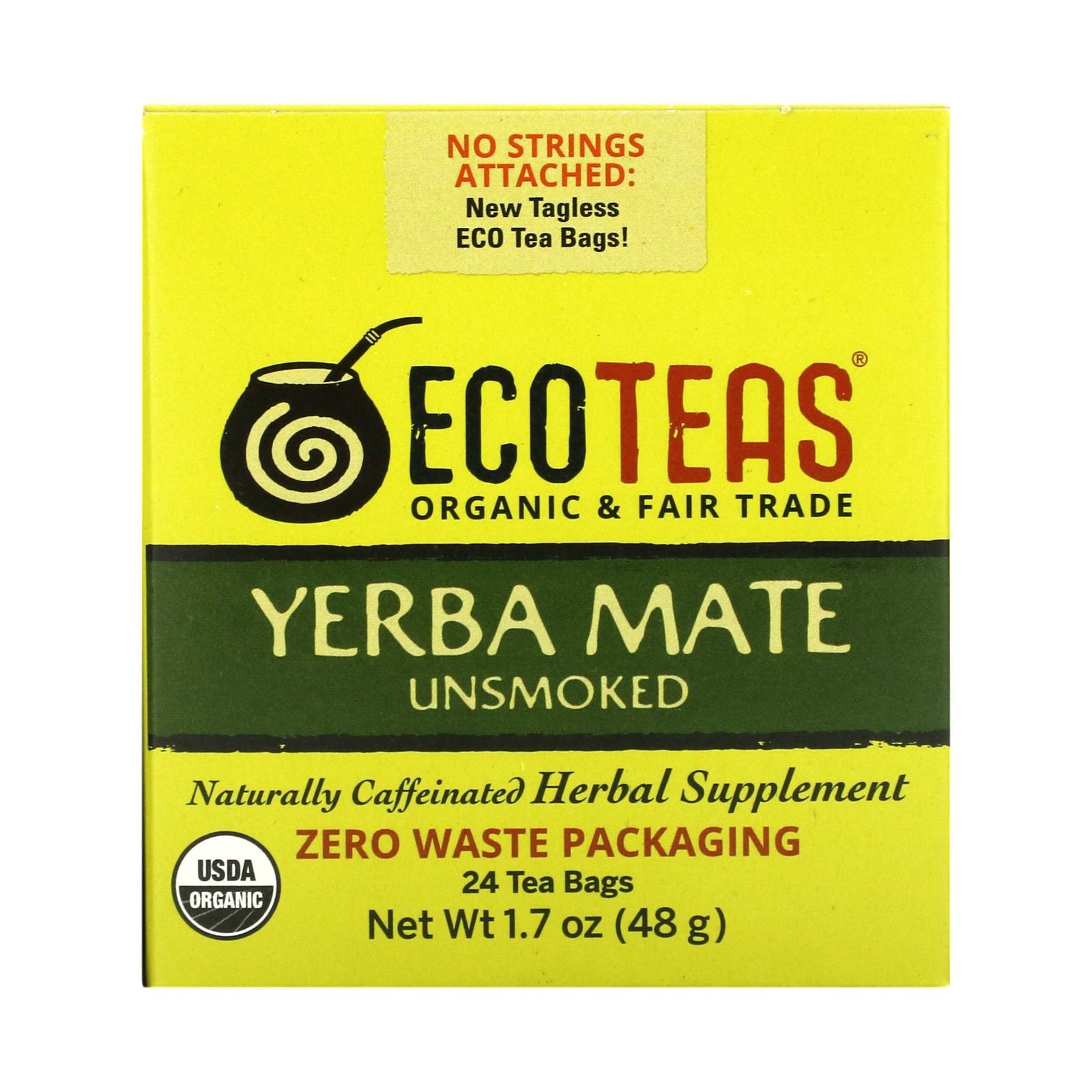 Yerba Mate, Unsmoked, Green Energy, 24 Tea Bags, 1.7 oz (48 g)