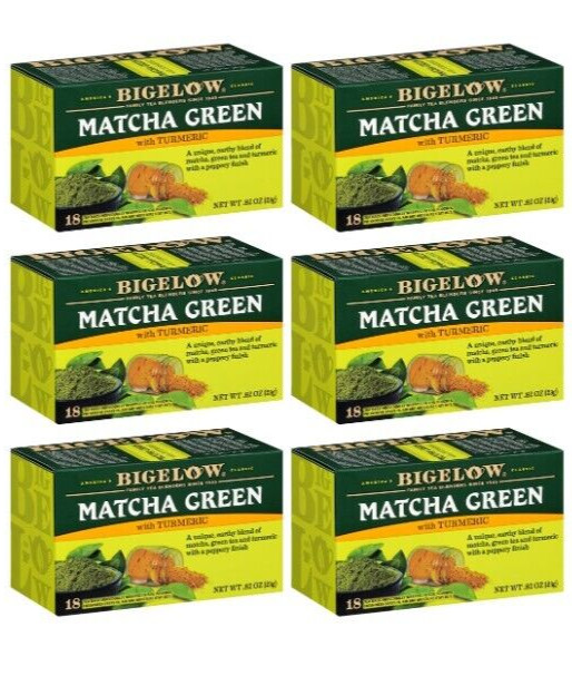 Lot NIB Bigelow Matcha Green Tea Turmeric 108 Bag Brew Thanksgiving Gif FreeShip