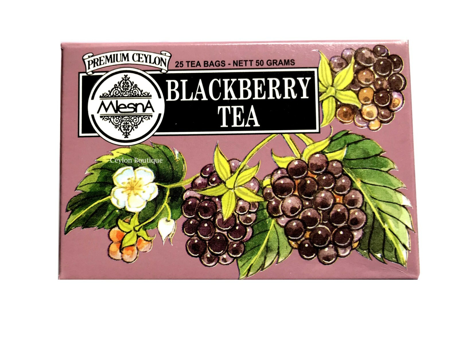 Mlesna blackberry flavored pure Ceylon tea 25 tea bags 50g (1.76oz)