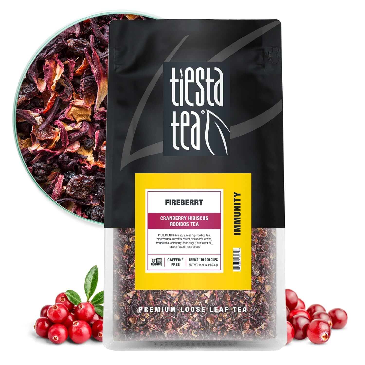 200 Cups Cranberry Hibiscus Rooibos Tea Bulk Pouch Premium Loose Leaf Blend