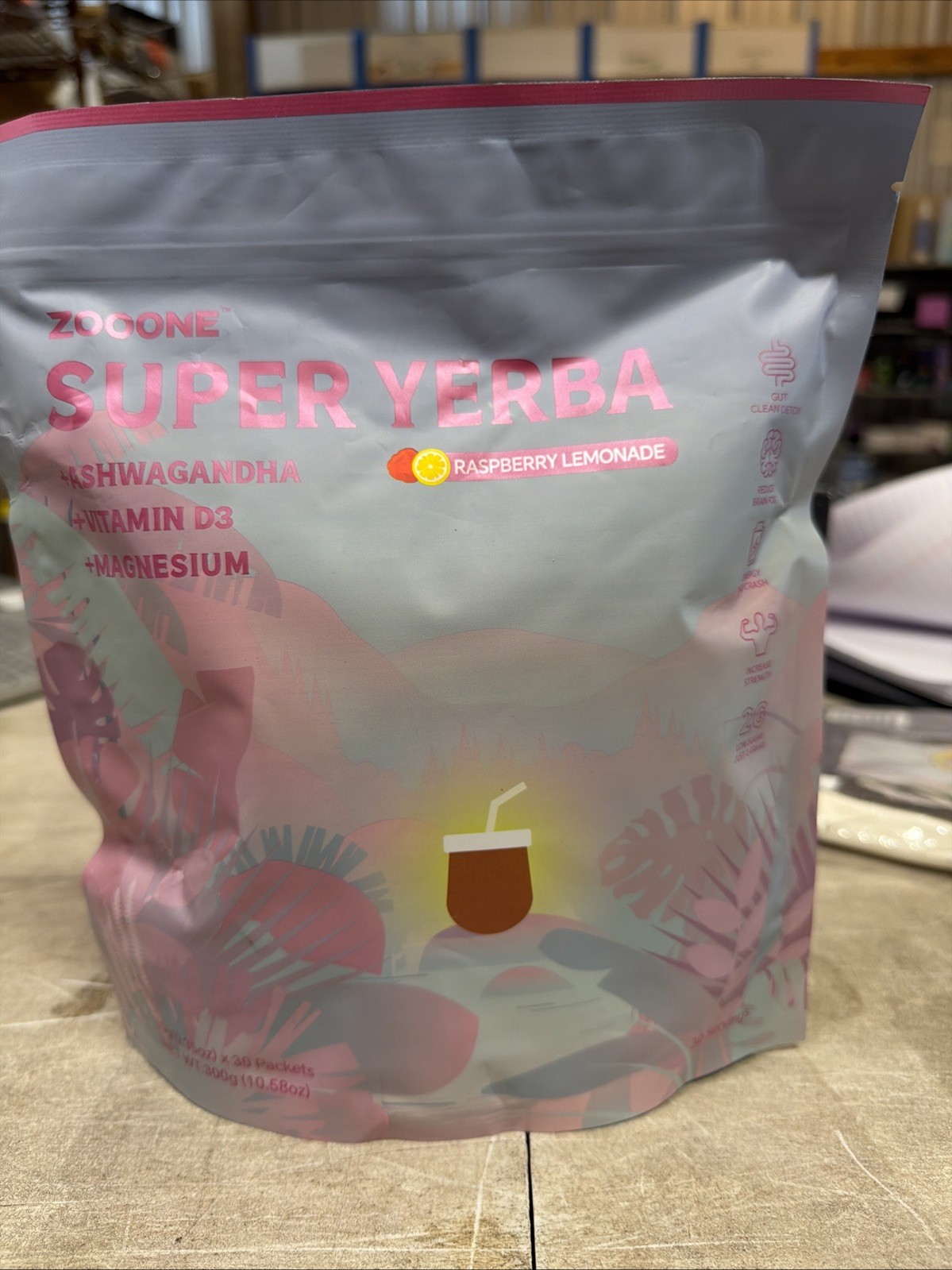 Zooone Super Yerba Instant Powder- Raspberry Lemonade –30 Servings Exp 5/2027