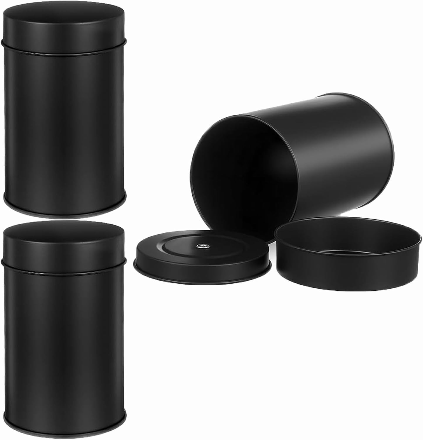 3 Pcs Tea Tin Canister Metal Round Can with Airtight Lid Double Sealed Tea Tin