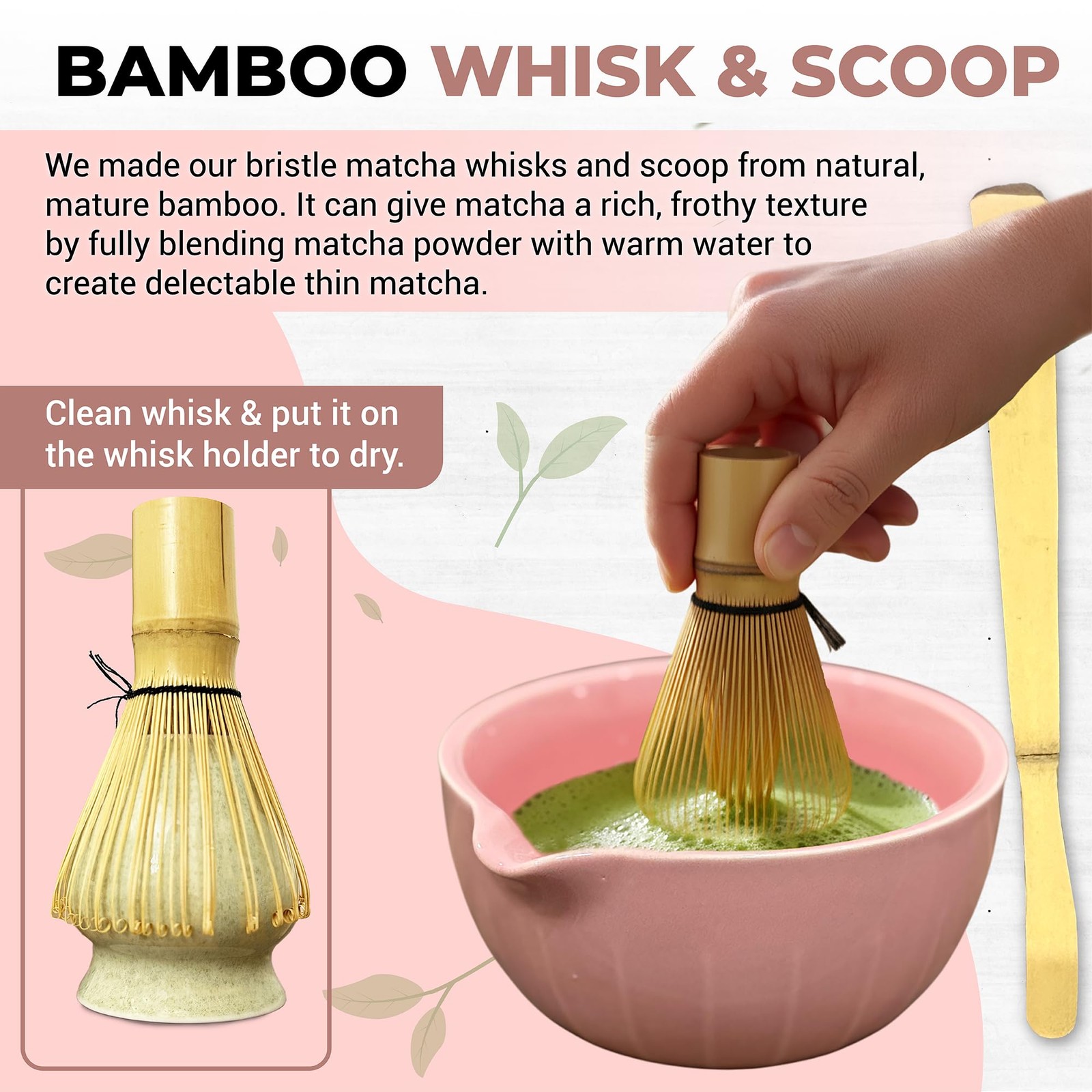Matcha Whisk Set with Matcha Bowl – Matcha Set Included Electric Frother, Bam.