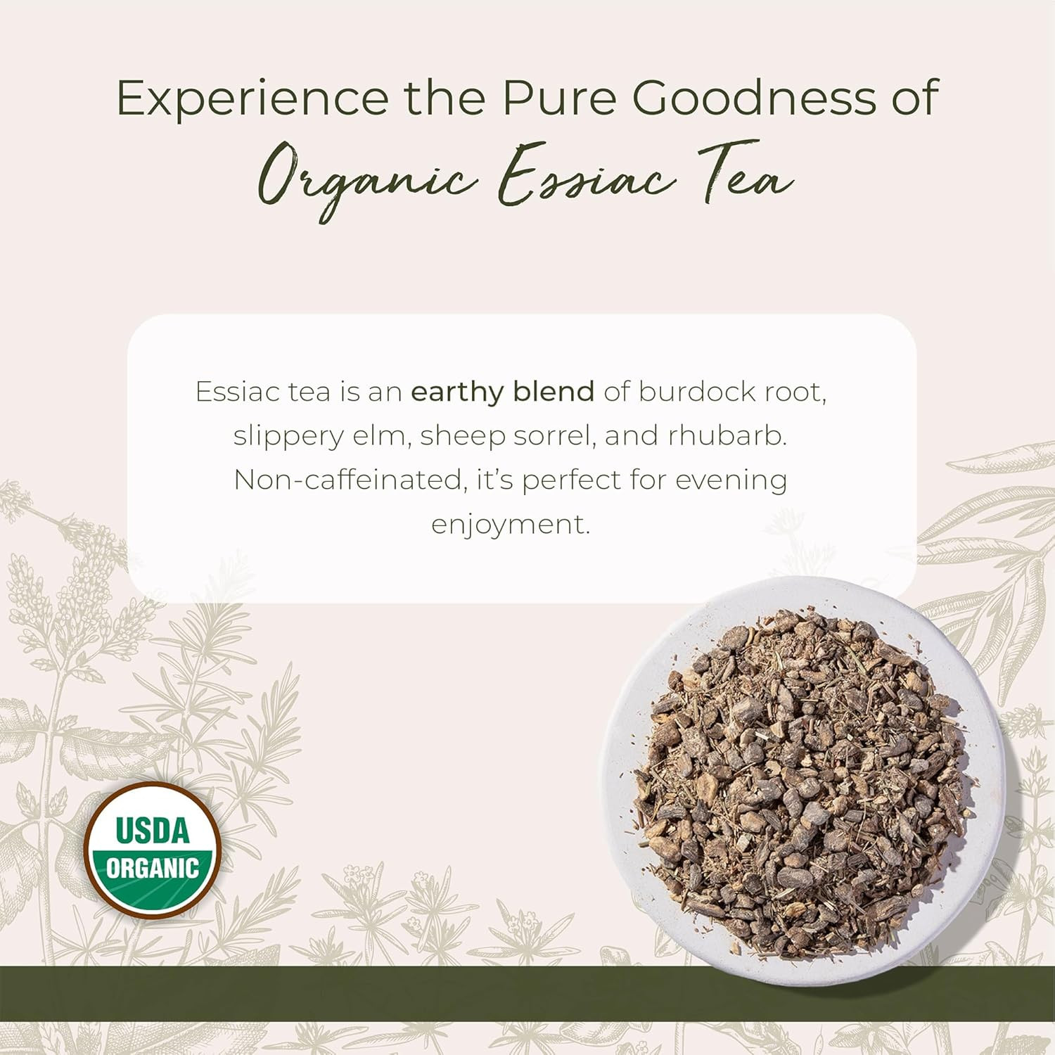 Organic Essiac Tea Loose Leaf Herbal Blend Caffeine Free Non GMO 1lb