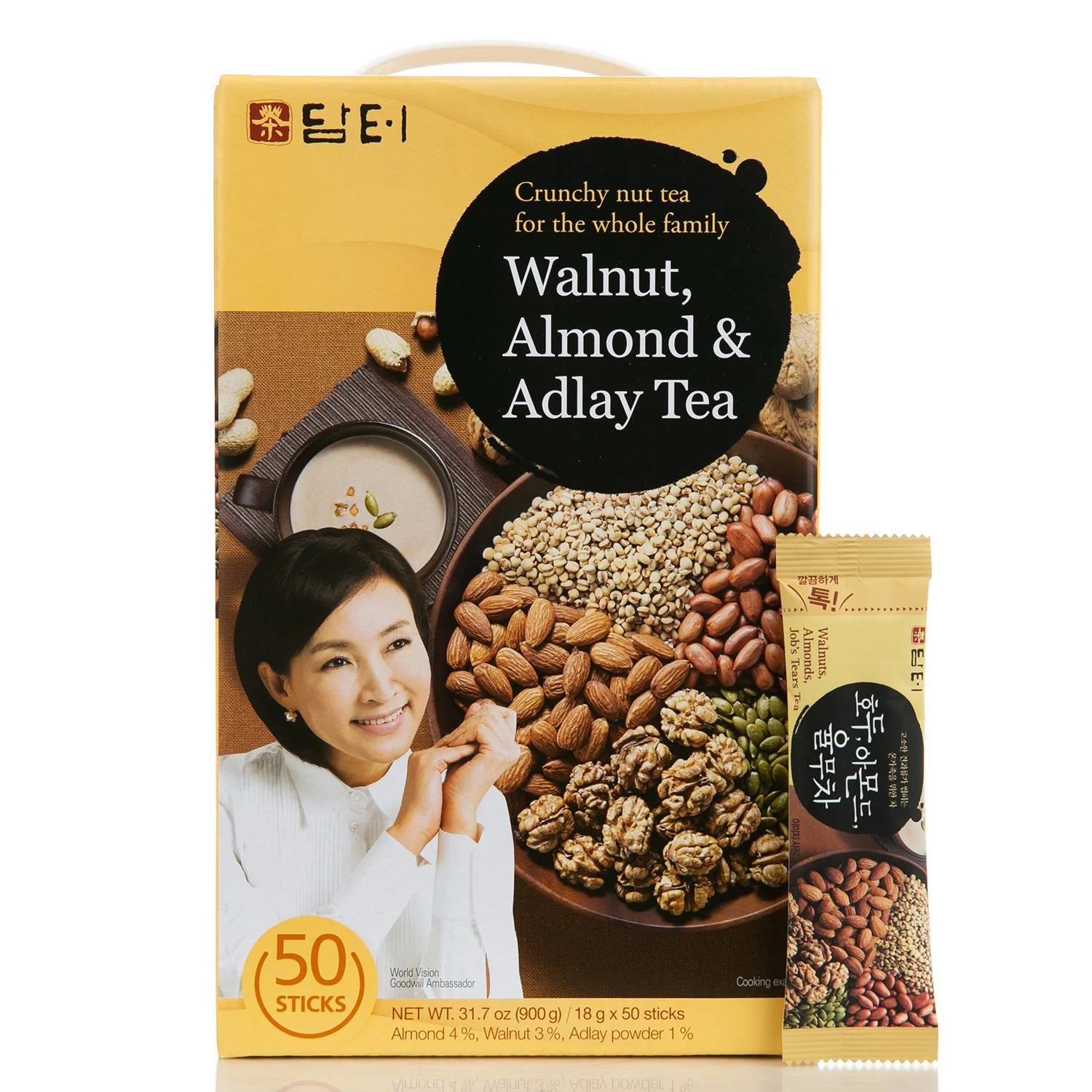DAMTUH All Natural Walnut Almond Adlay Powder Tea – Grain Tea Drink Mix – 50 St