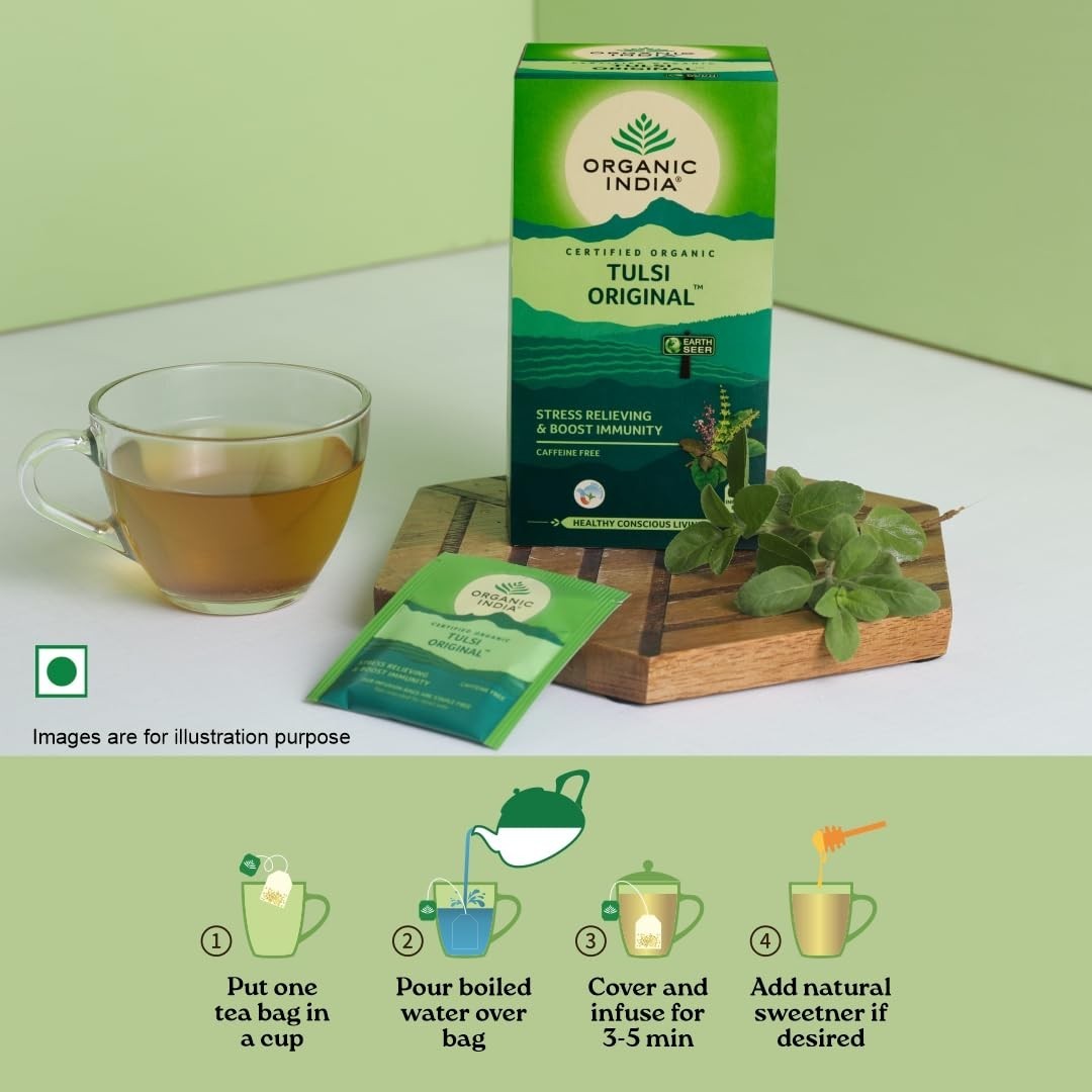 4x Tulsi Original Fresh New Tea Organic India 100gram-Free Shipping