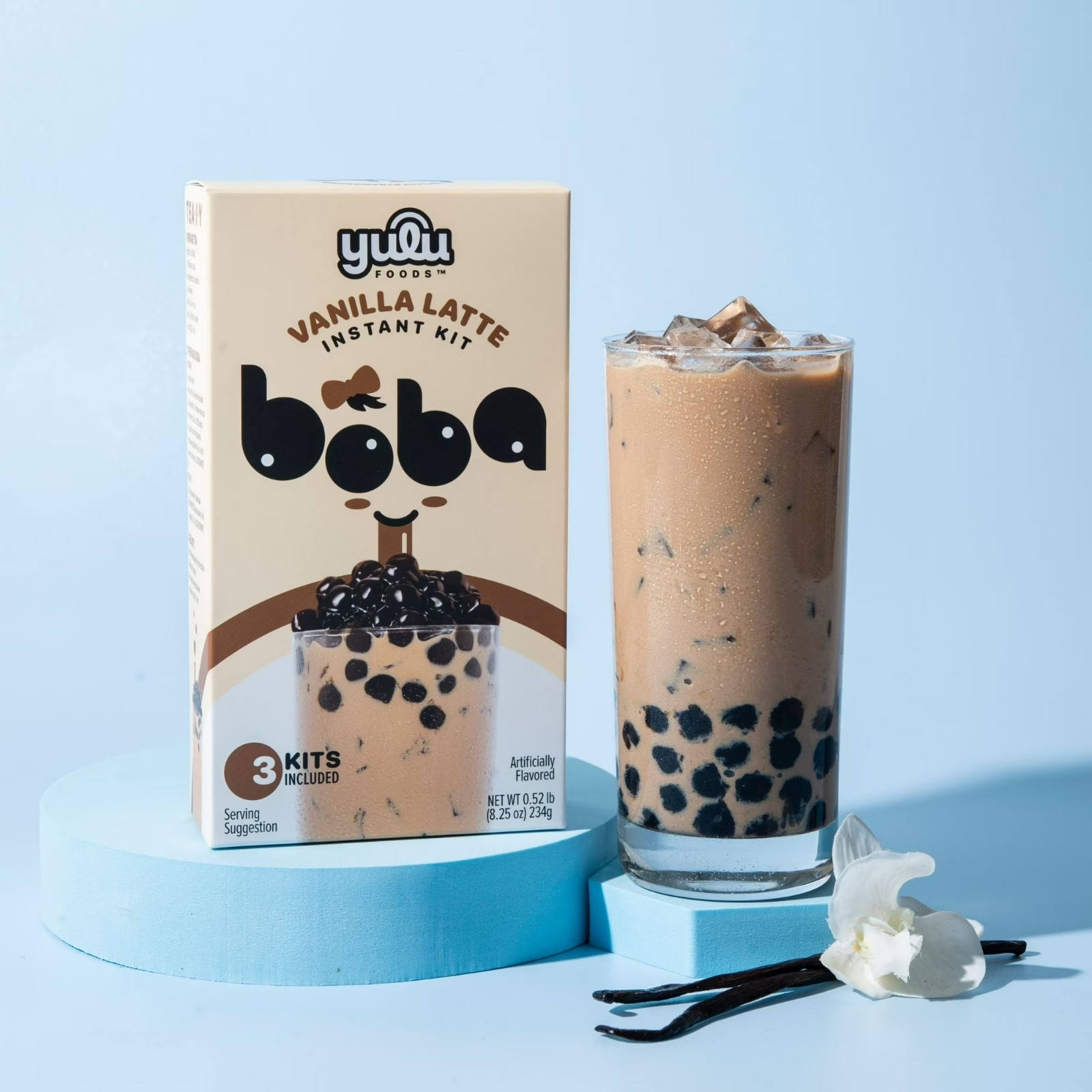 Yulu Foods Instant Boba, Vanilla Latte Bubble Tea Kit, 3 Drinks……