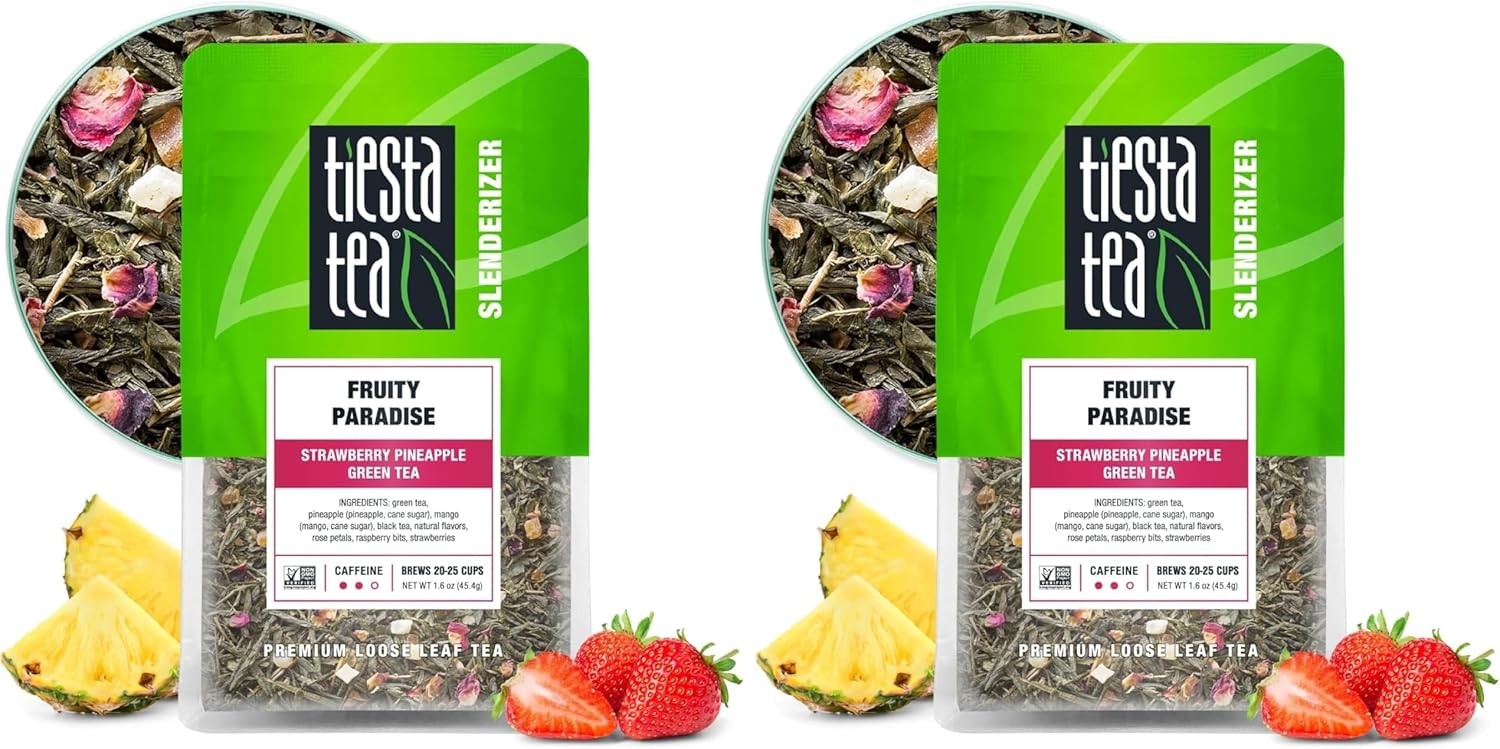 Fruity Paradise, Strawberry Pineapple Green Tea, Premium Loose Leaf Blend,