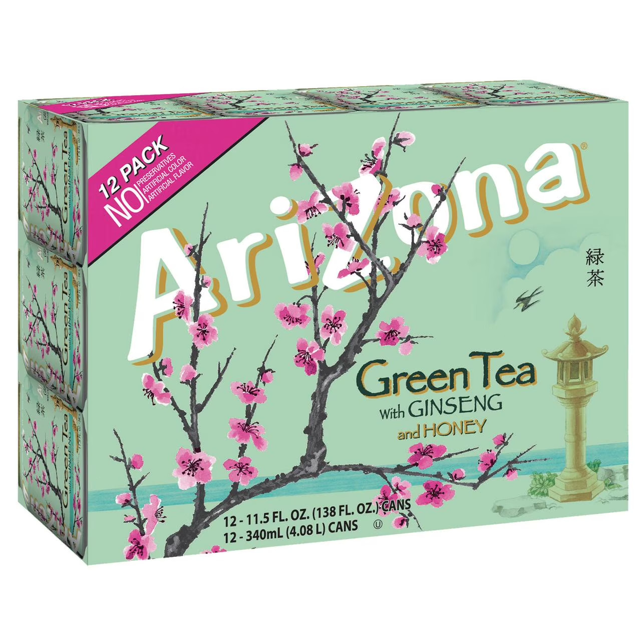Arizona Green Tea with Ginseng and Honey 11.5 fl oz Cans 12-Pack Refreshing