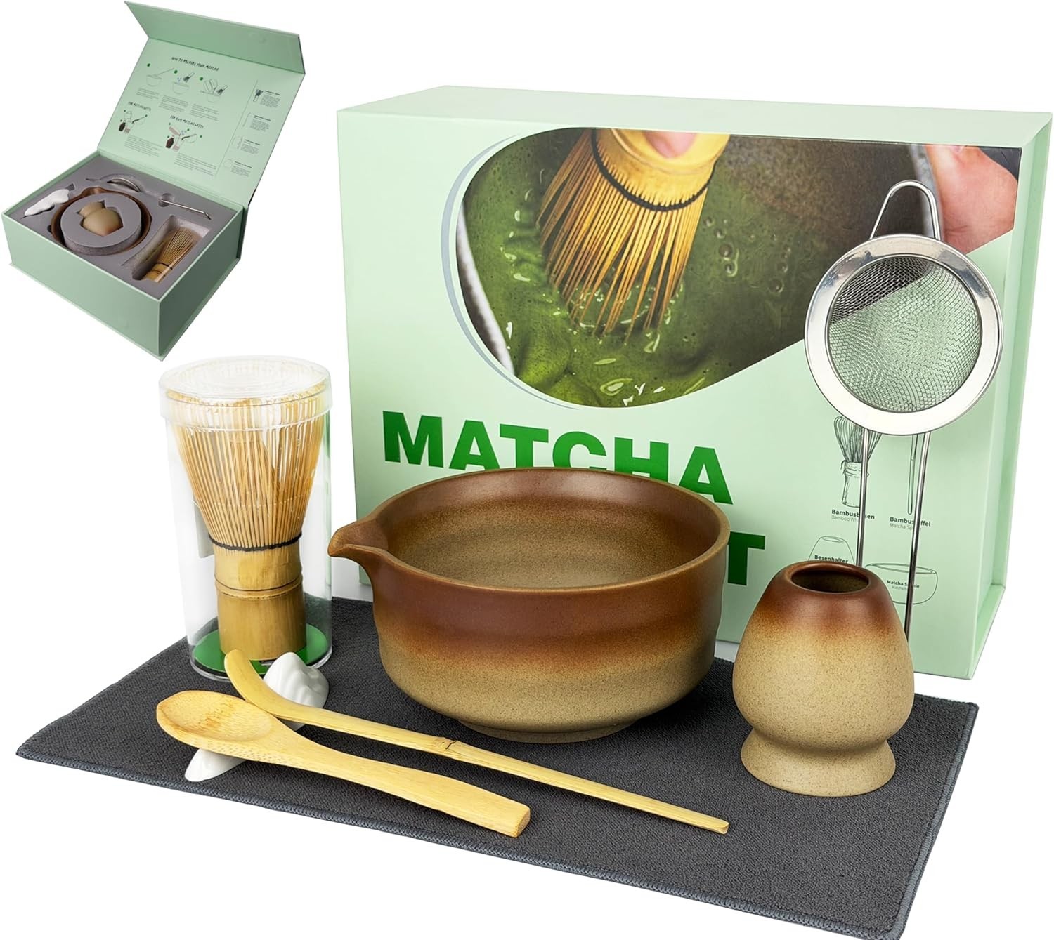Matcha Whisk Set, 7 Pcs Matcha Kit with Bamboo Tools, Bamboo Design Matcha Bo…
