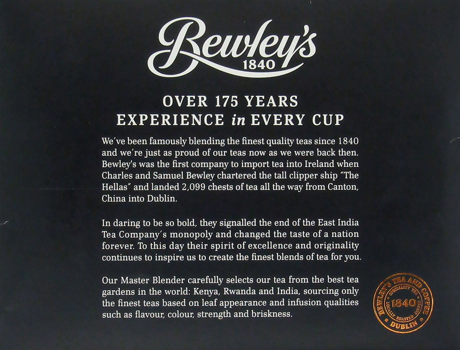 Bewley’s Award Winning Gold Blend Tea 80 Count Premium Irish Tea Bags