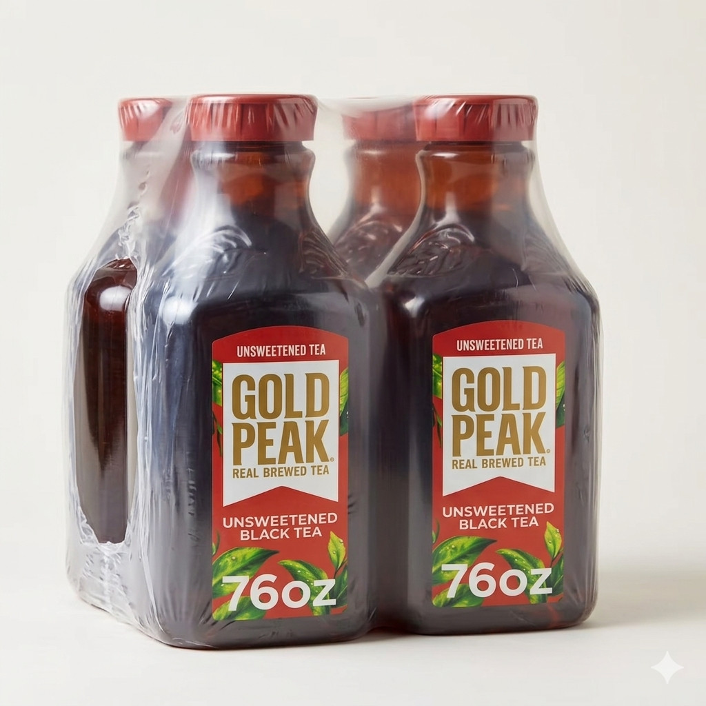 Gold Peak Unsweetened Black Tea 76oz 4 Pack Ready to Drink Bottled Tea