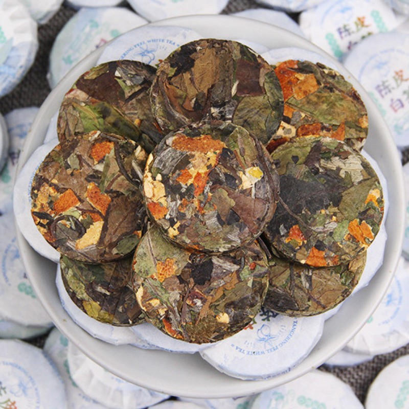 500g Dried Tangerine Peel White Tea Yunnan Old Tea Leaves Bulk Small Tea Cake