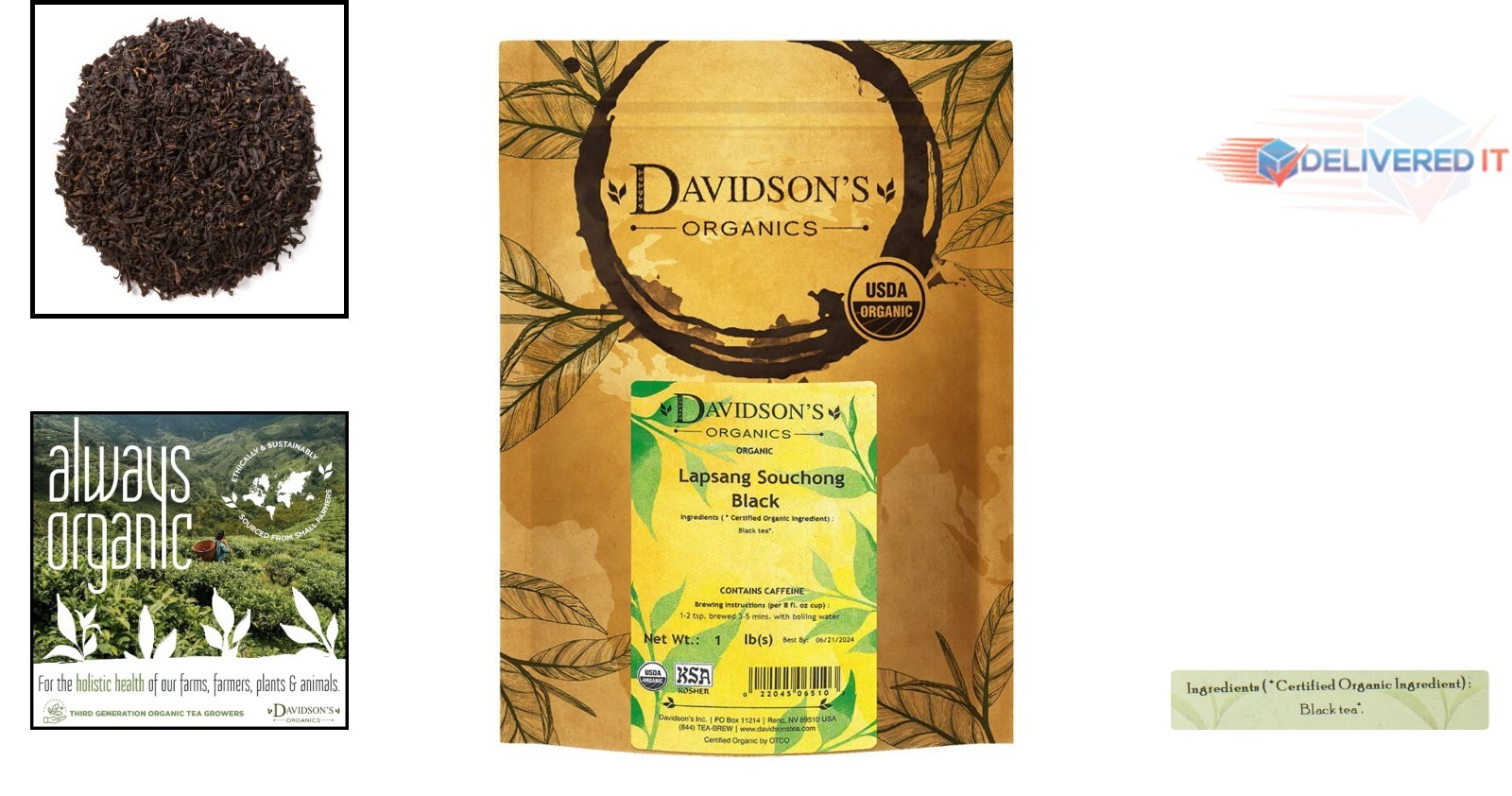 Organics Lapsang Souchong Black Loose Leaf Tea 16oz Campfire Aroma Bold Flavor