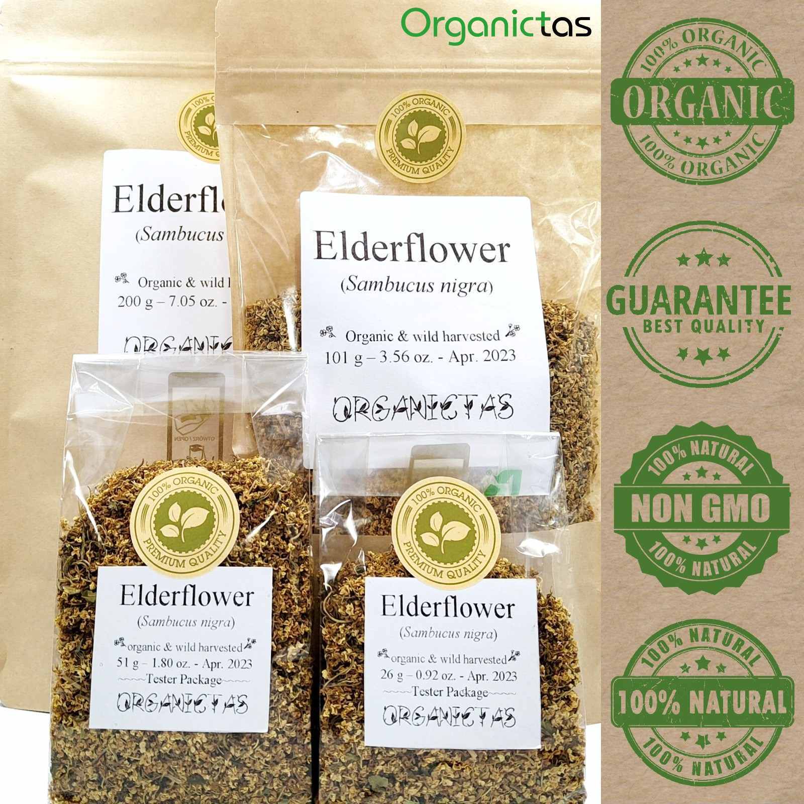 Organic Elder Flowers Tea Wild Harvest Elderflower Sambucus Nigra Dried Flower