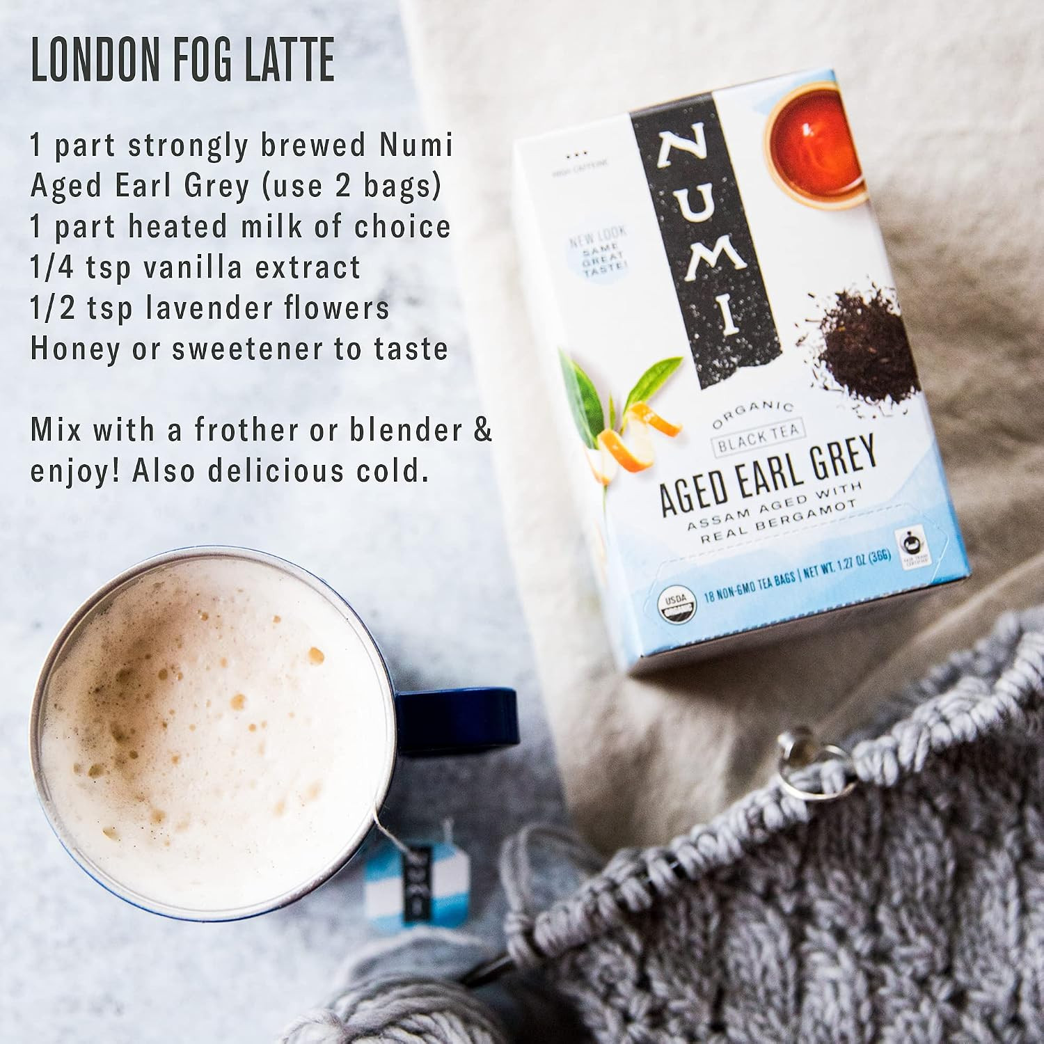 Numi Organic Aged Earl Grey Tea | 100 Black Tea Bags | Assam Black Tea with Real