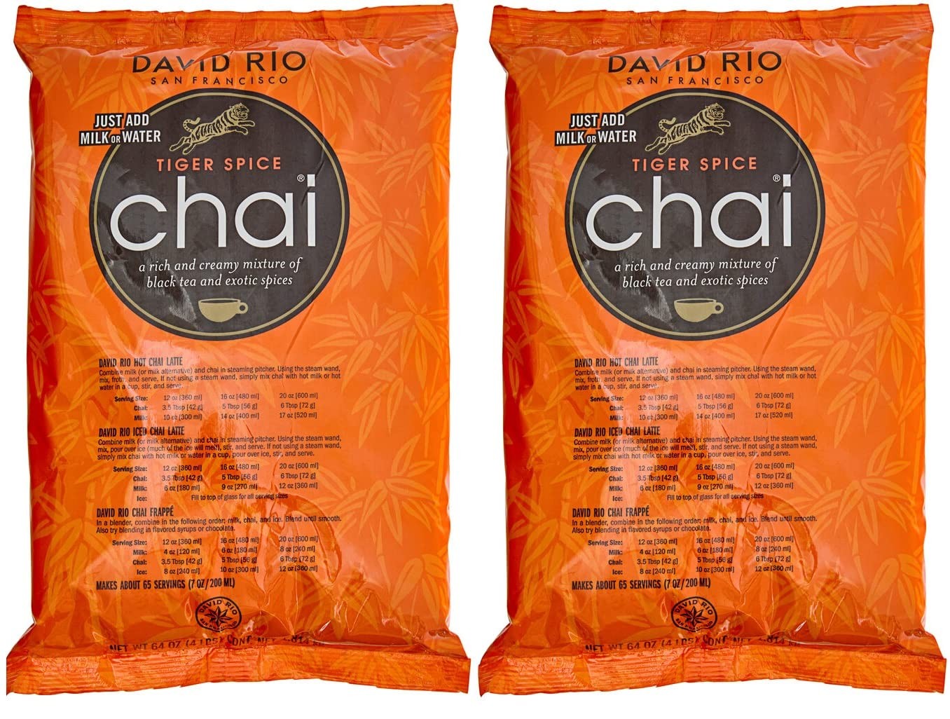 David Rio Tiger Spice Chai, Two 4 Lb. Bags