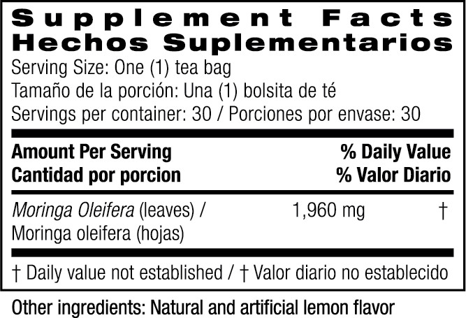 Moringa Tea Lemon Flavor 30 Tea Bags