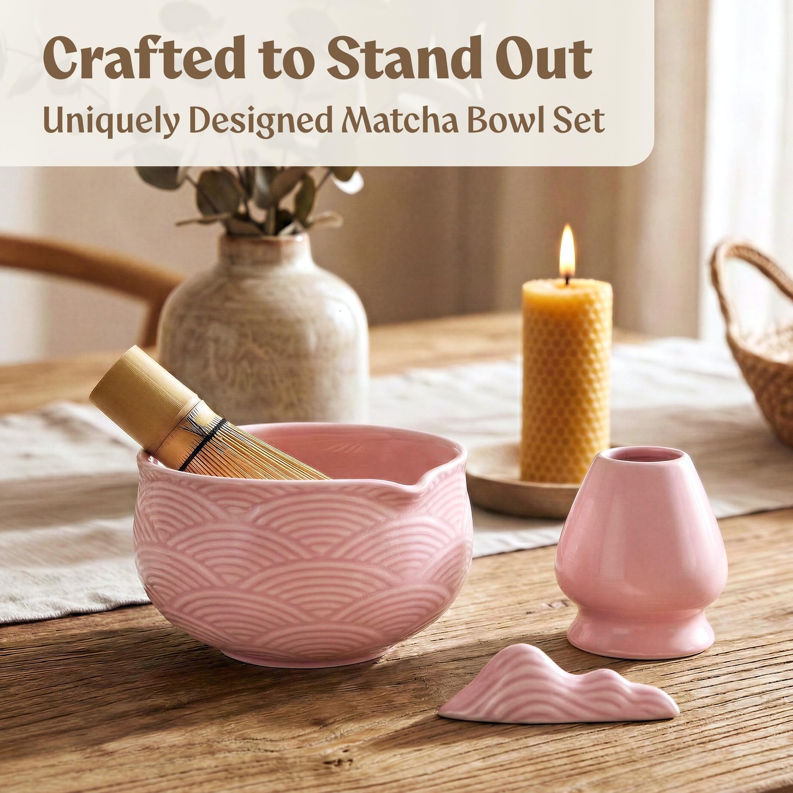 Matcha Kit Whisk Set (7 Pcs) – Complete Matcha Set, Matcha Bowl with Spout, W…