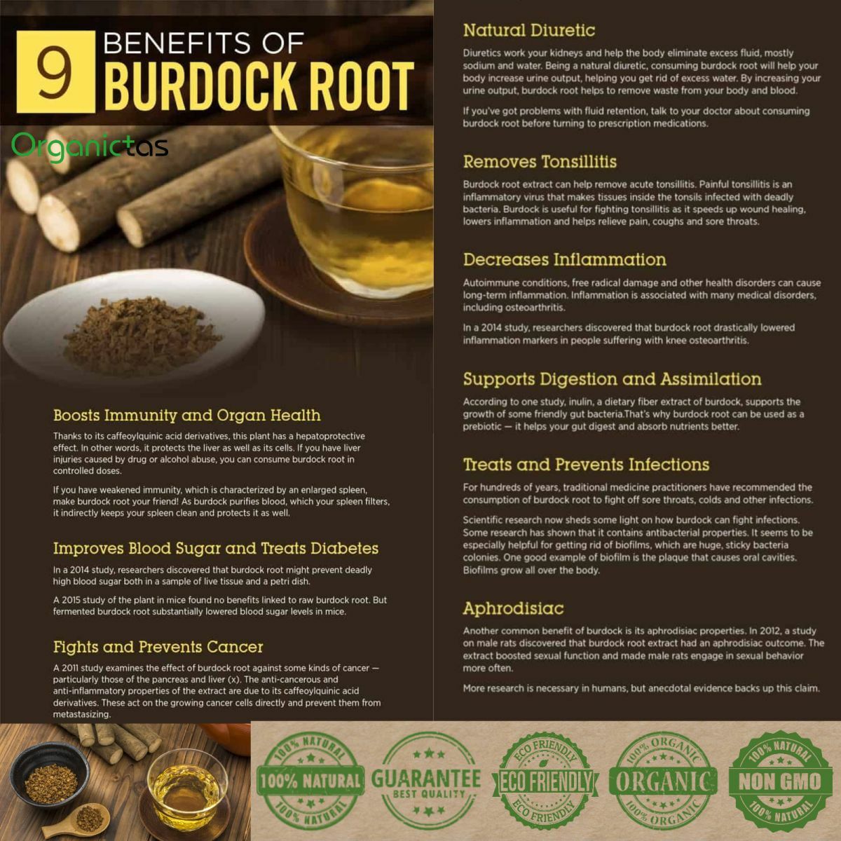 Burdock Root Tea Organic Dried Cut Loose for Detox Tea Infusion Health Benefits