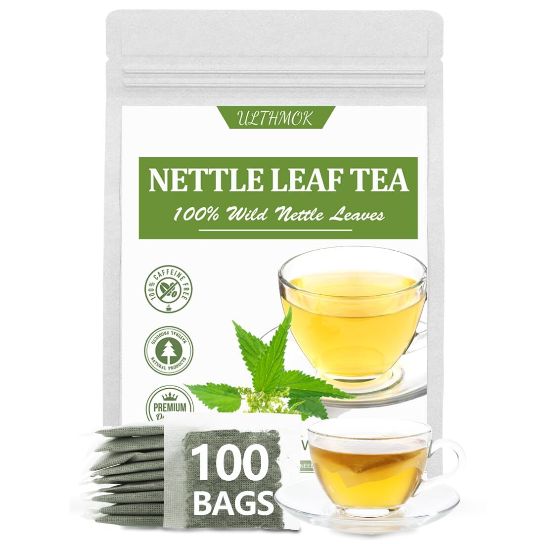Premium 100 Stinging Nettle Leaf Tea Bags, Made with 100% Wild Nettle Leaves，…