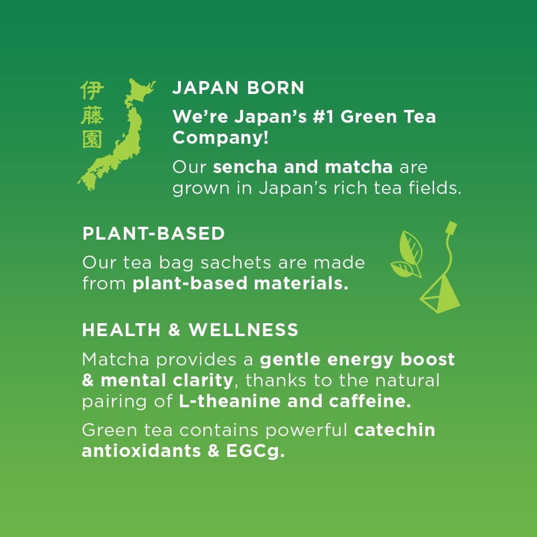 Matcha Love Japanese Matcha + Green Tea, 10 Premium Tea Bags Pack of 6