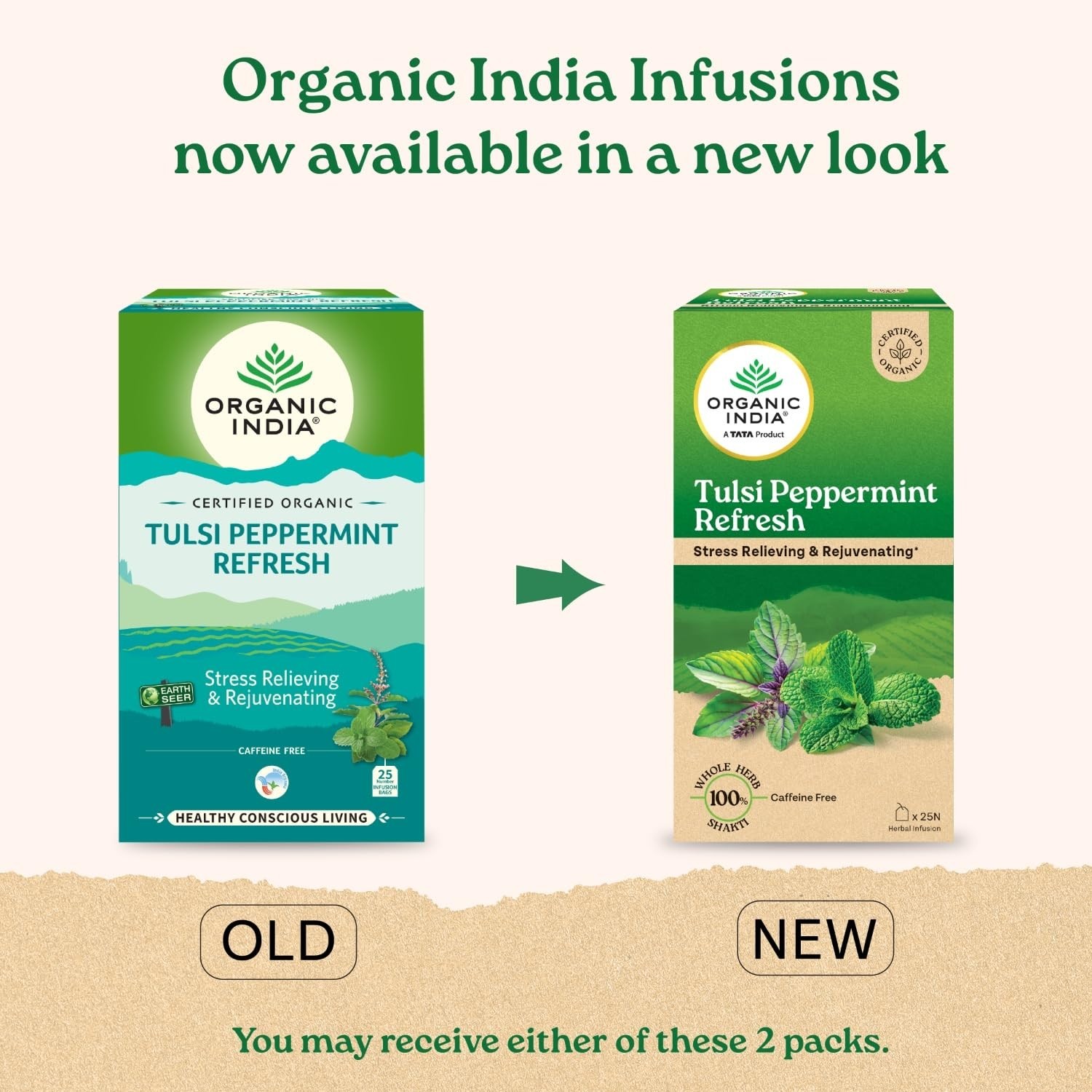 ORGANIC INDIA Tulsi Peppermint Refresh – Stress Relieving Herbal Tea | 25 Tea