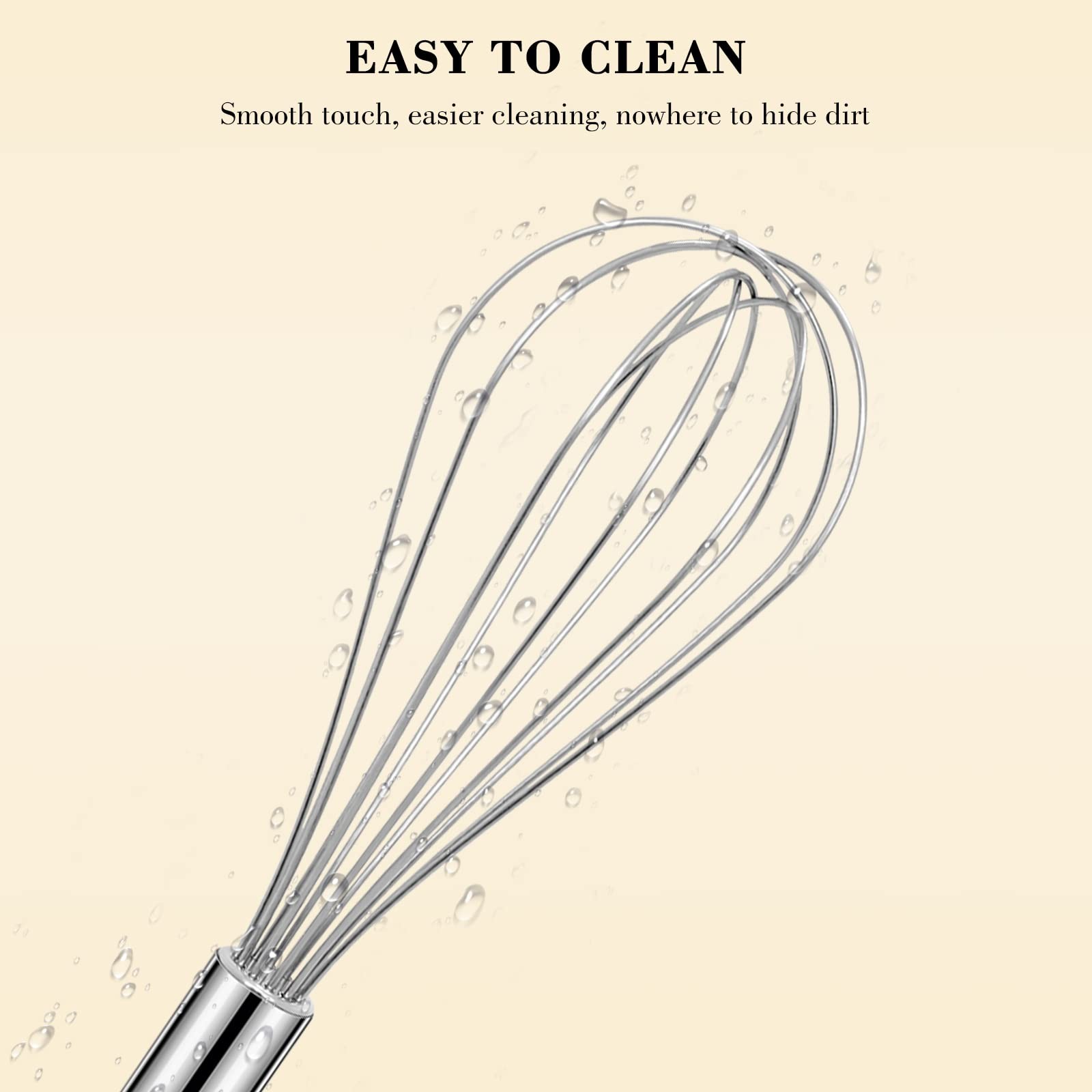 NileHome Stainless Steel Whisk Set 8″ 10″ 12″ Kitchen 3 P, Silver-8″10″12″