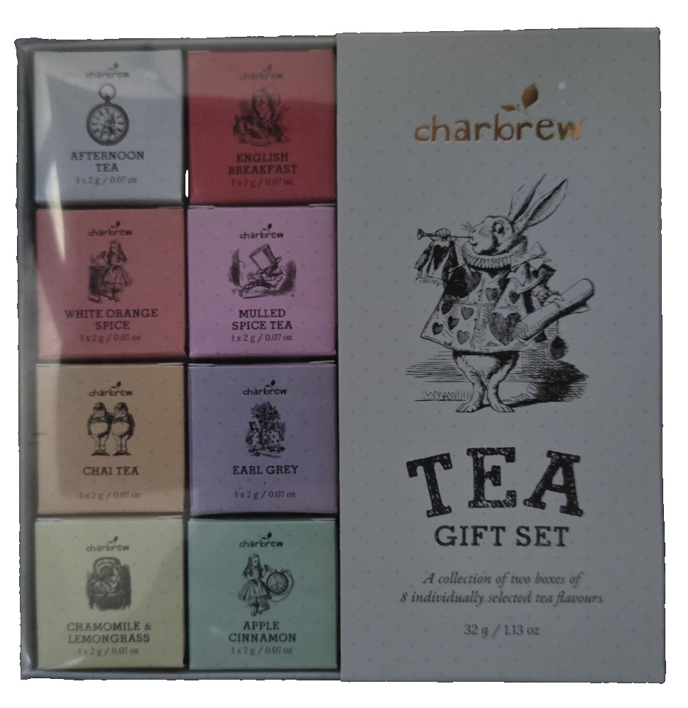 Charbrew Tea Gift Set – 16 Individual Cup Brews (2 Each of 8 Flavors) SEALED NEW
