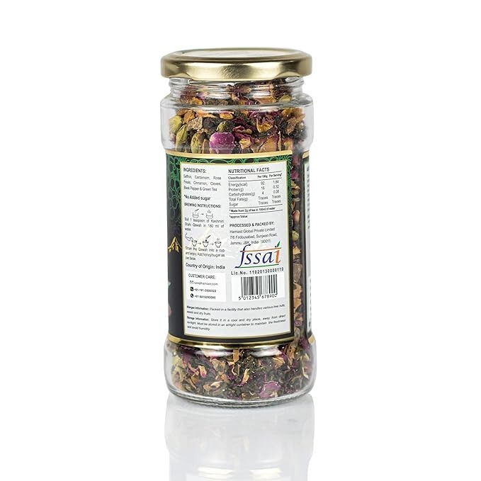Kashmiri Shahi Qawah (Kahwa) Green Tea With Saffron | 100 Grams Serves 50 Cups