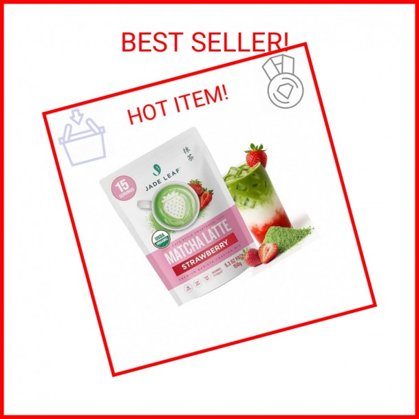 Jade Leaf Matcha Organic Strawberry Matcha Latte Mix – Lightly Sweet Japanese Ma