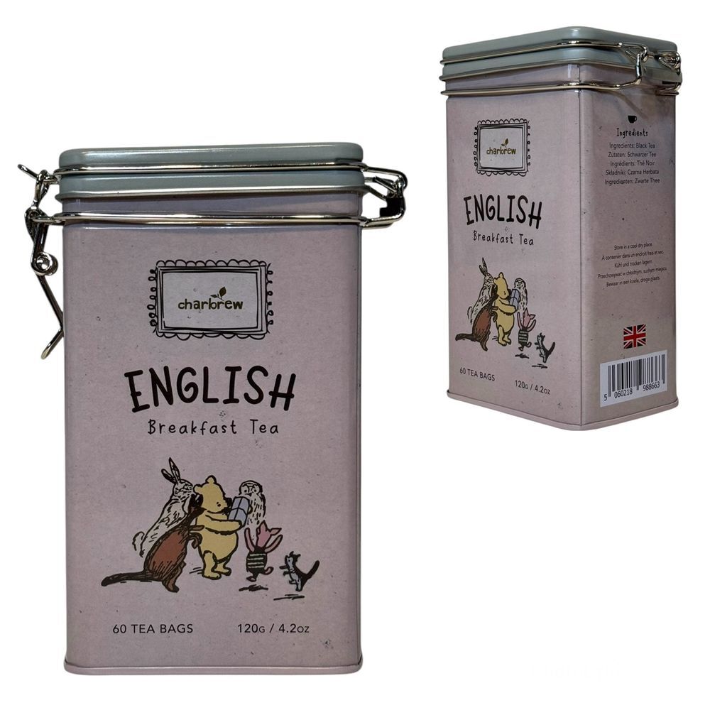 Tea Charbrew Winnie The Pooh English Breakfast 60 Bags Exp 11/27 New Locking Tin