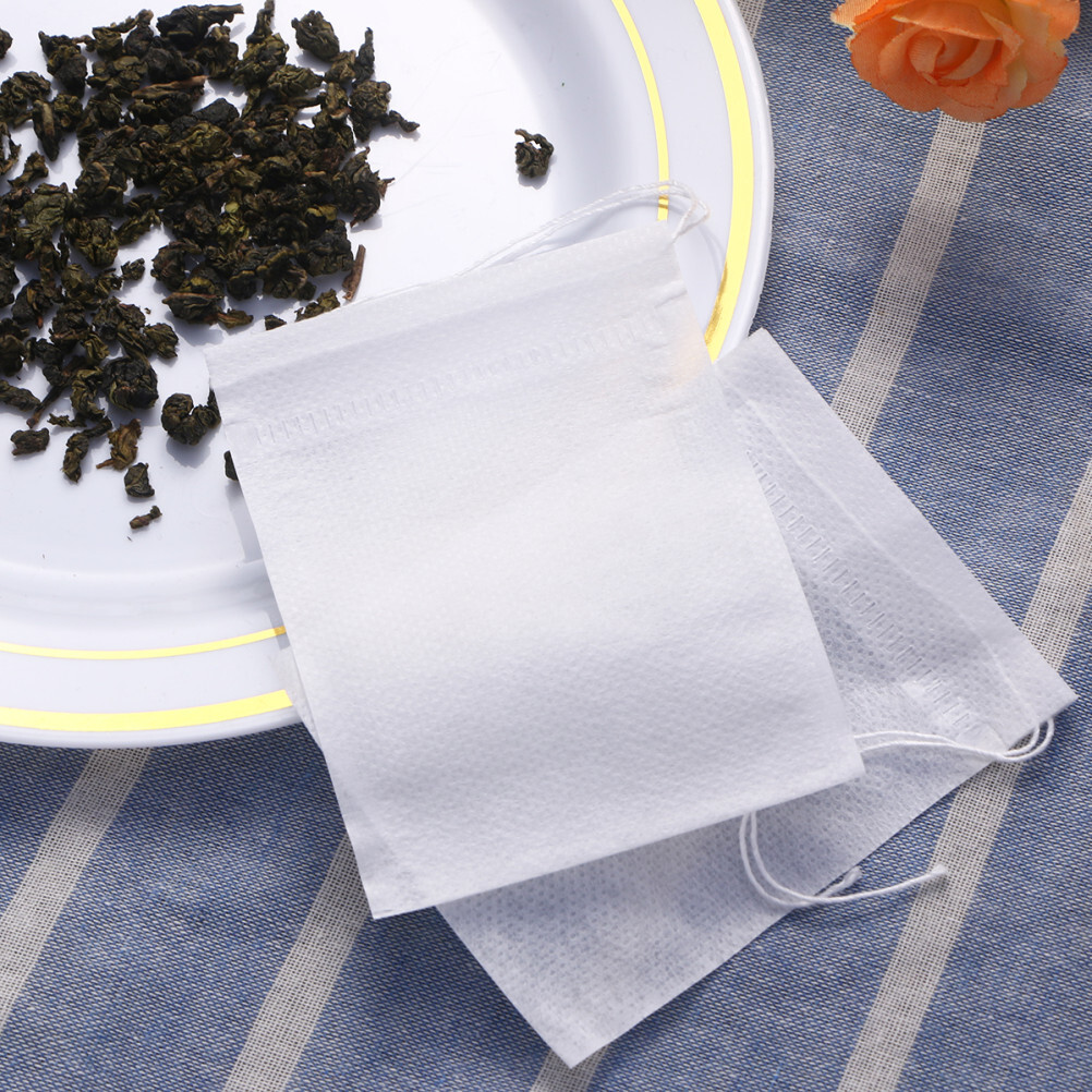 100 Pcs Tea Bag Strainer Pouches for Loose Drawstring Filter Bags Non-Woven