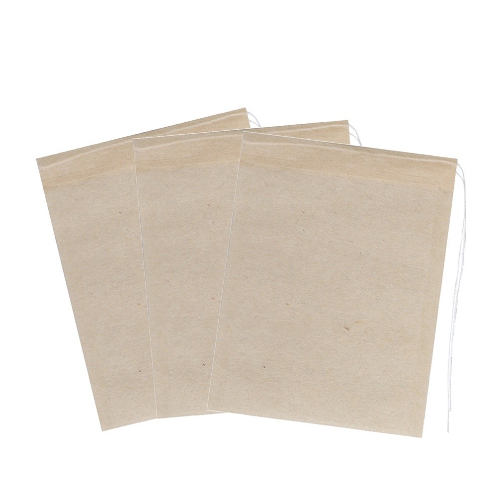 100Pcs Reusable Tea Bag Set Drawstring Design Light Brown for Loose Leaf Tea