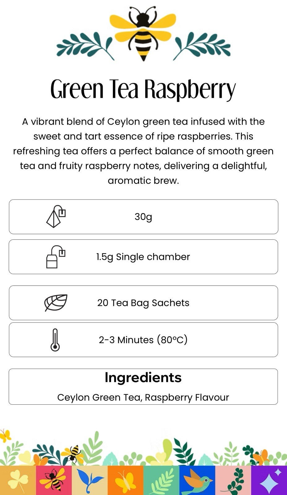 2 PK * T-Pick Green Tea Raspberry – Premium Ceylon Tea / 20 Sachets