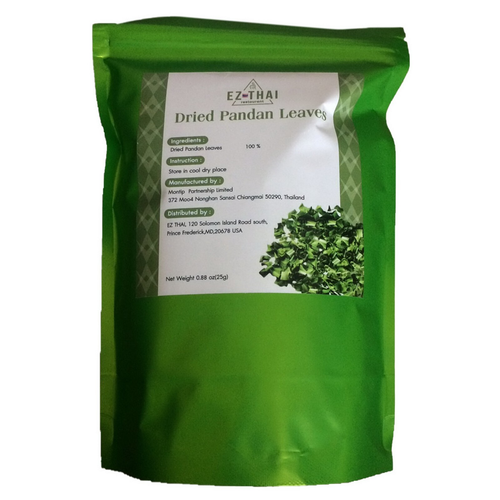 Green Dried Pandan Leaves 1oz Natural Herbal Tea Authentic Thai Flavor and Aroma