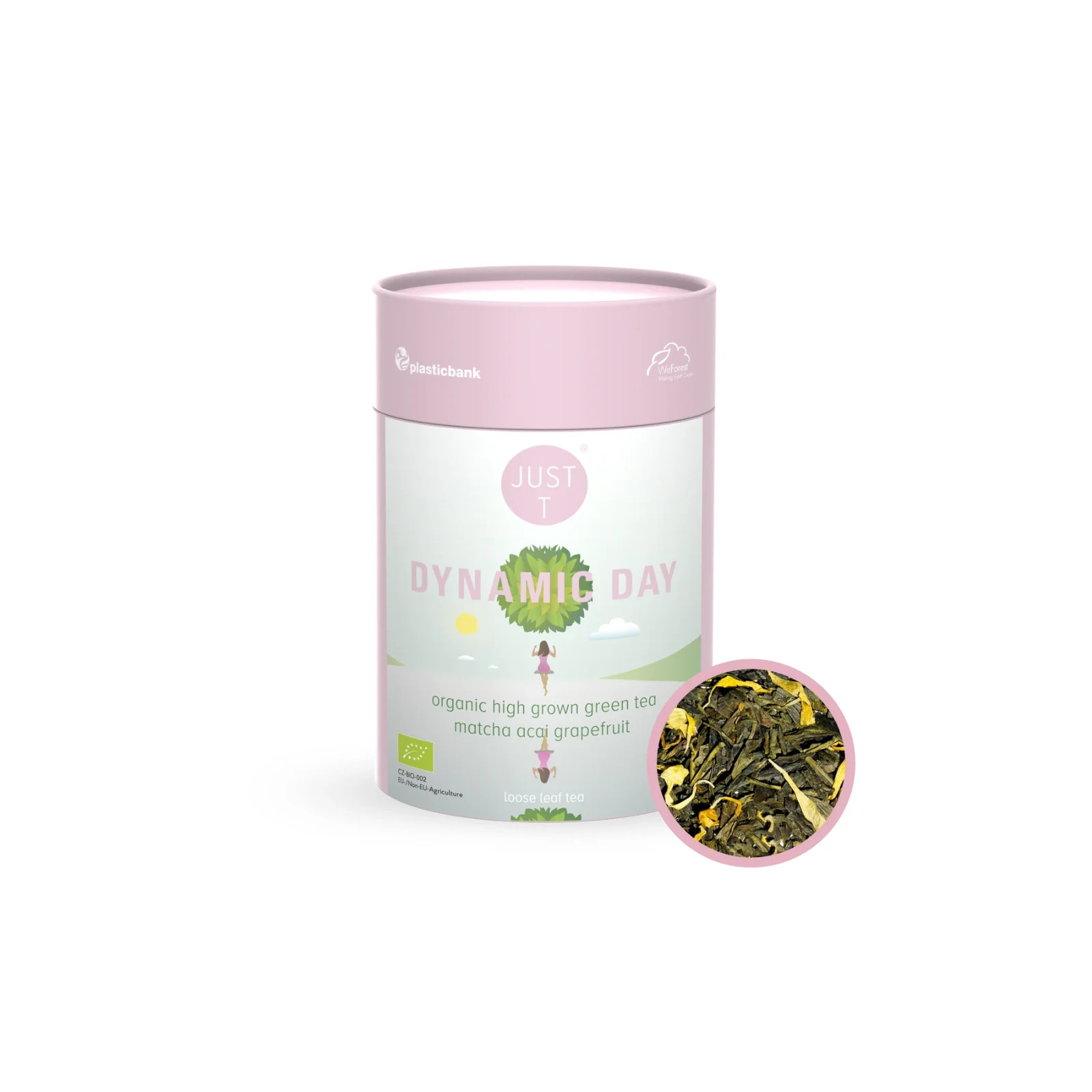 4-pack lot 20CT JUST T Dynamic Day Grapefruit flavored organic GREEN tea